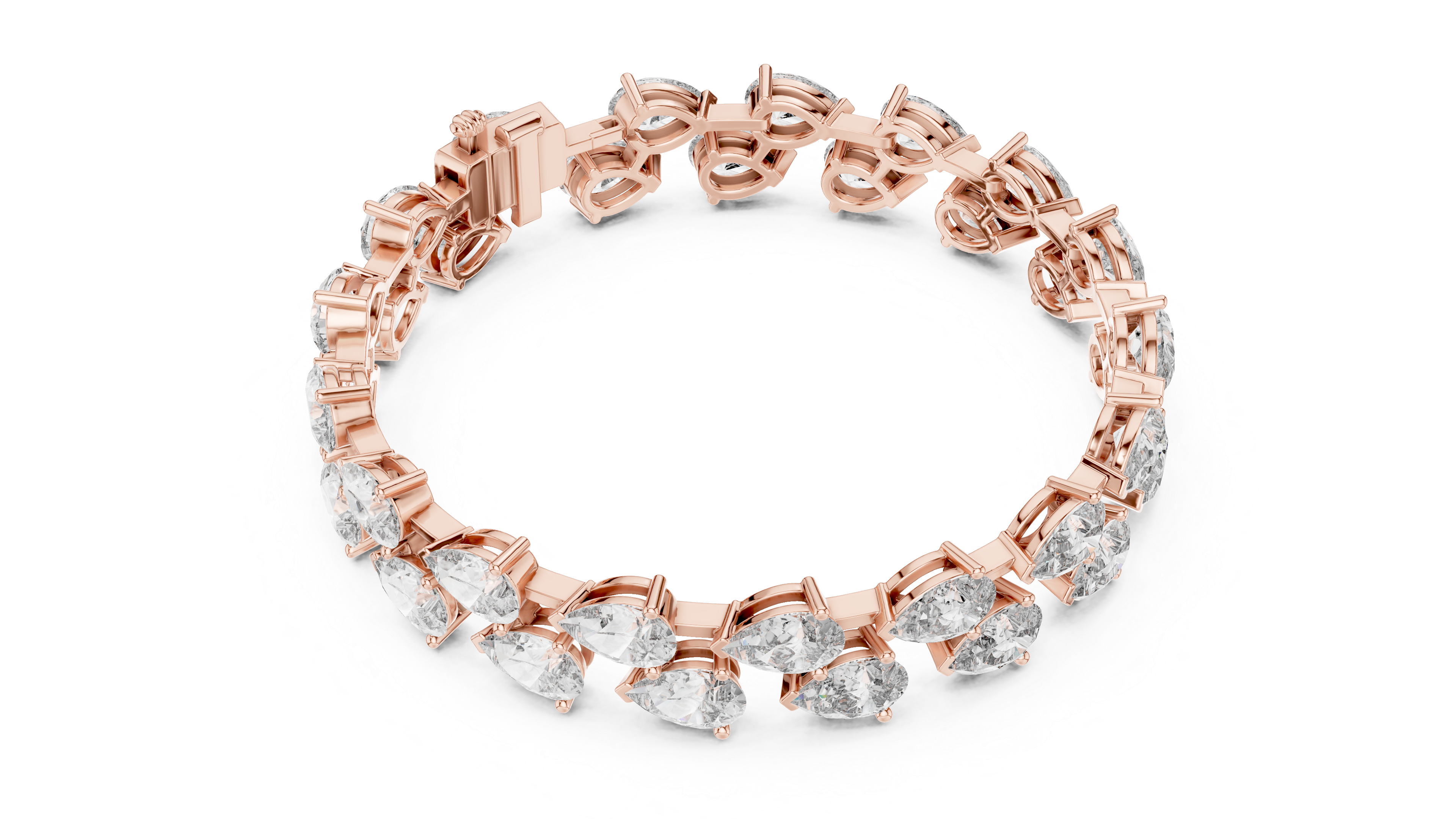 Alternating Pear-Cut Lab-Grown Diamond Tennis Bracelet
