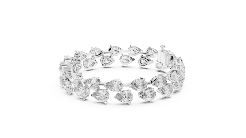 Double-Row Pear Lab-Grown Diamond Tennis Bracelet