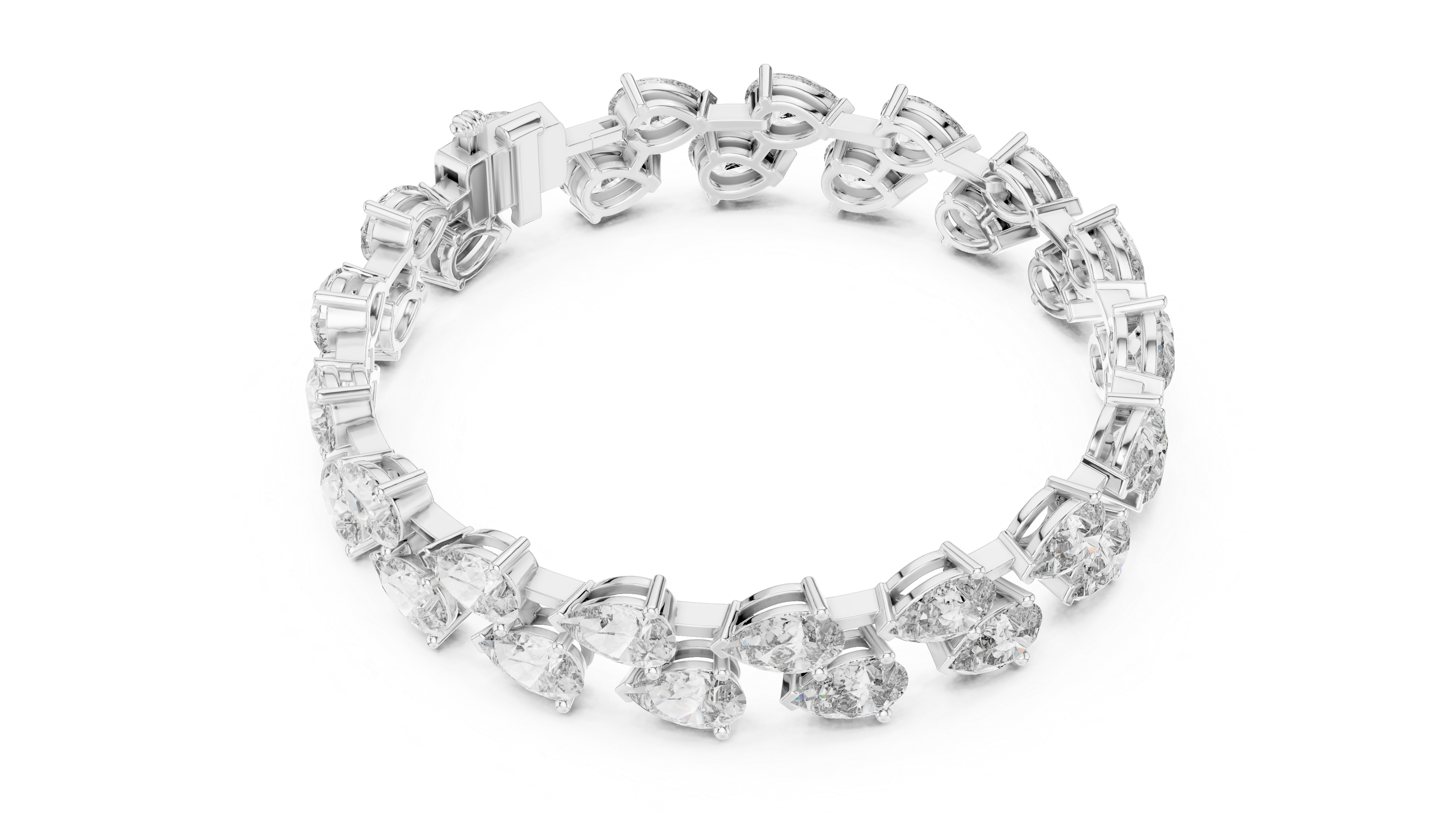Double-Row Pear Lab-Grown Diamond Tennis Bracelet