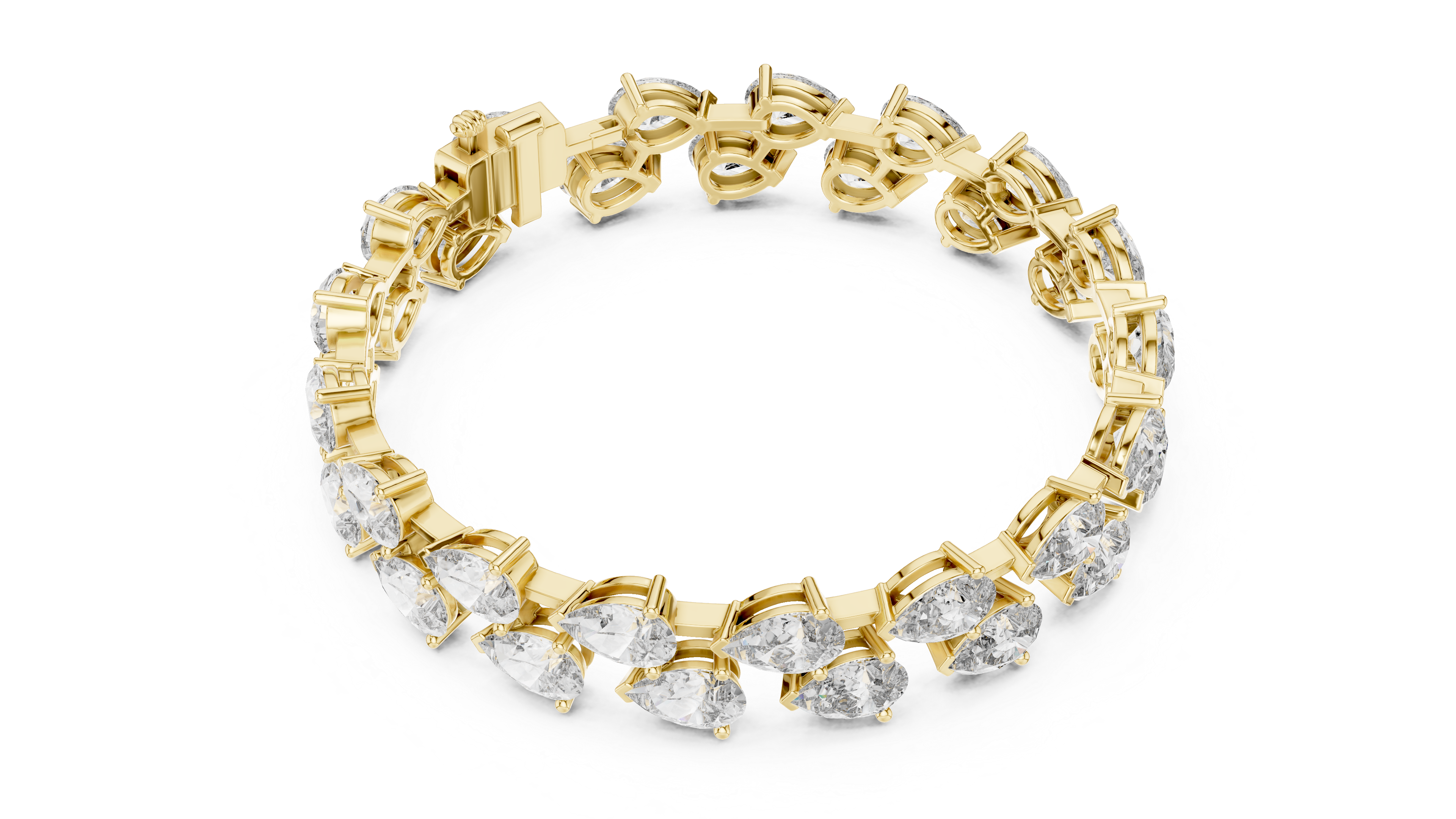 Alternating Pear-Cut Lab-Grown Diamond Tennis Bracelet