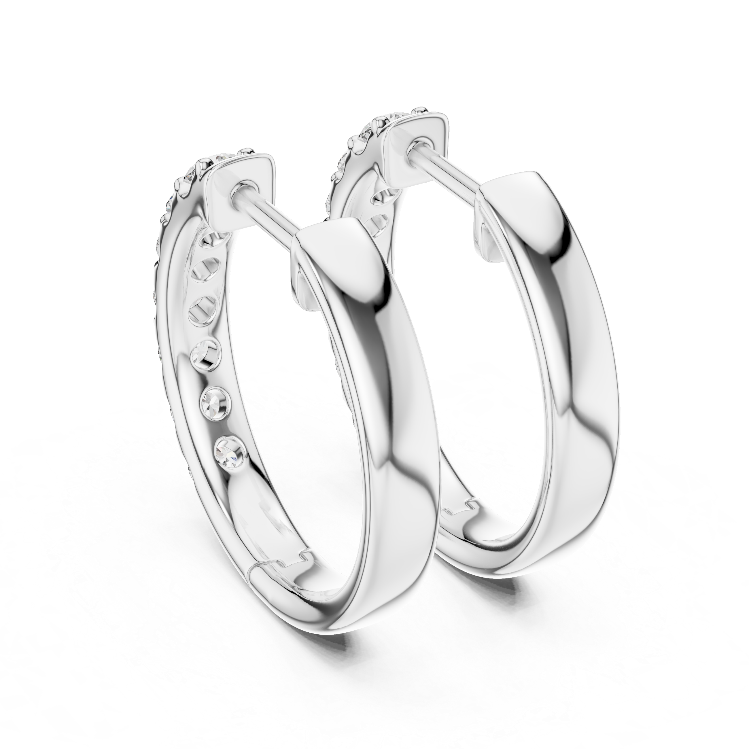 Oval-Cut Pavé Lab-Grown Diamond Hoop Earrings