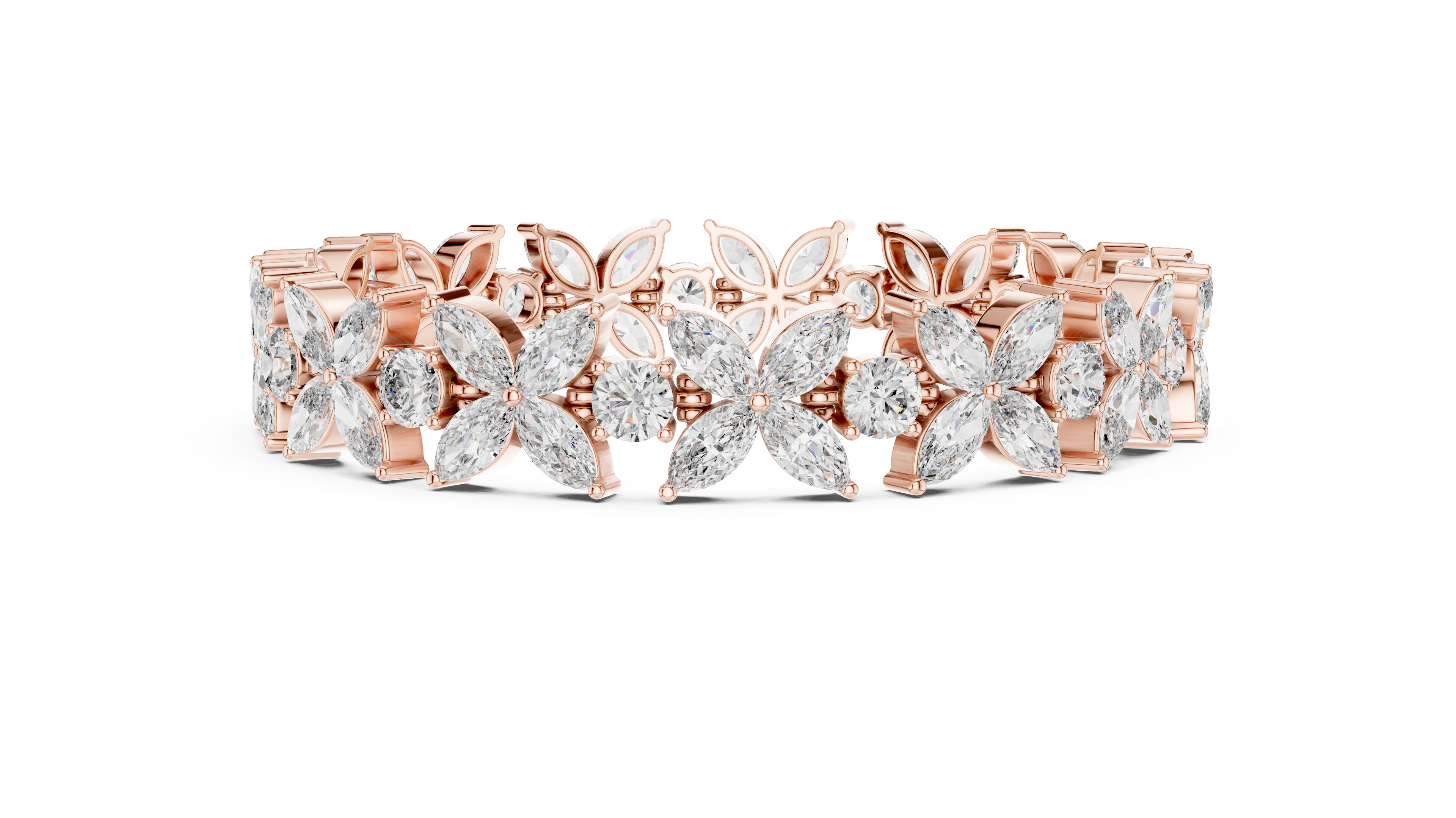 Floral Marquise & Round Lab-Grown Diamond Tennis Bracelet