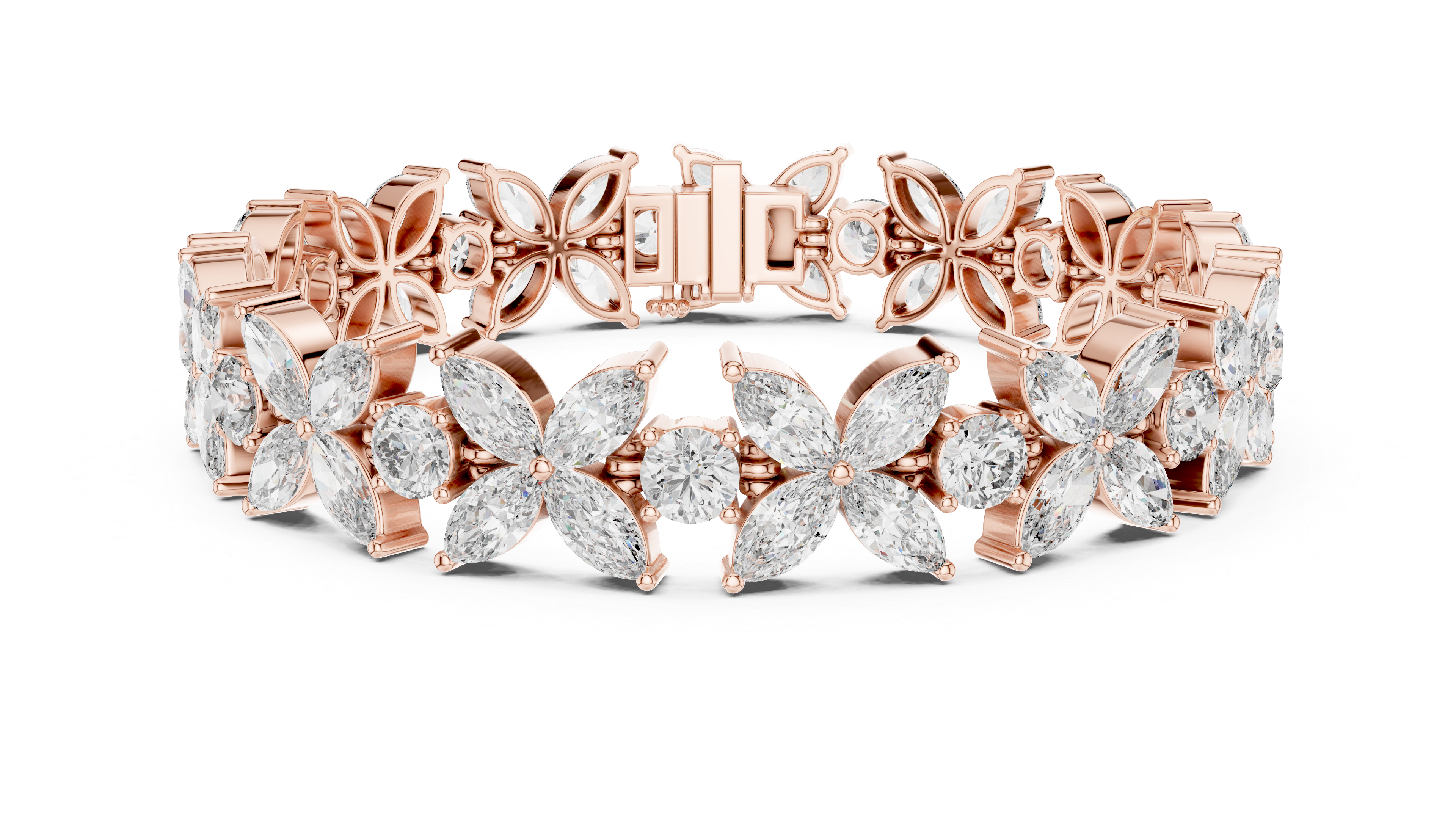 Floral Marquise & Round Lab-Grown Diamond Tennis Bracelet