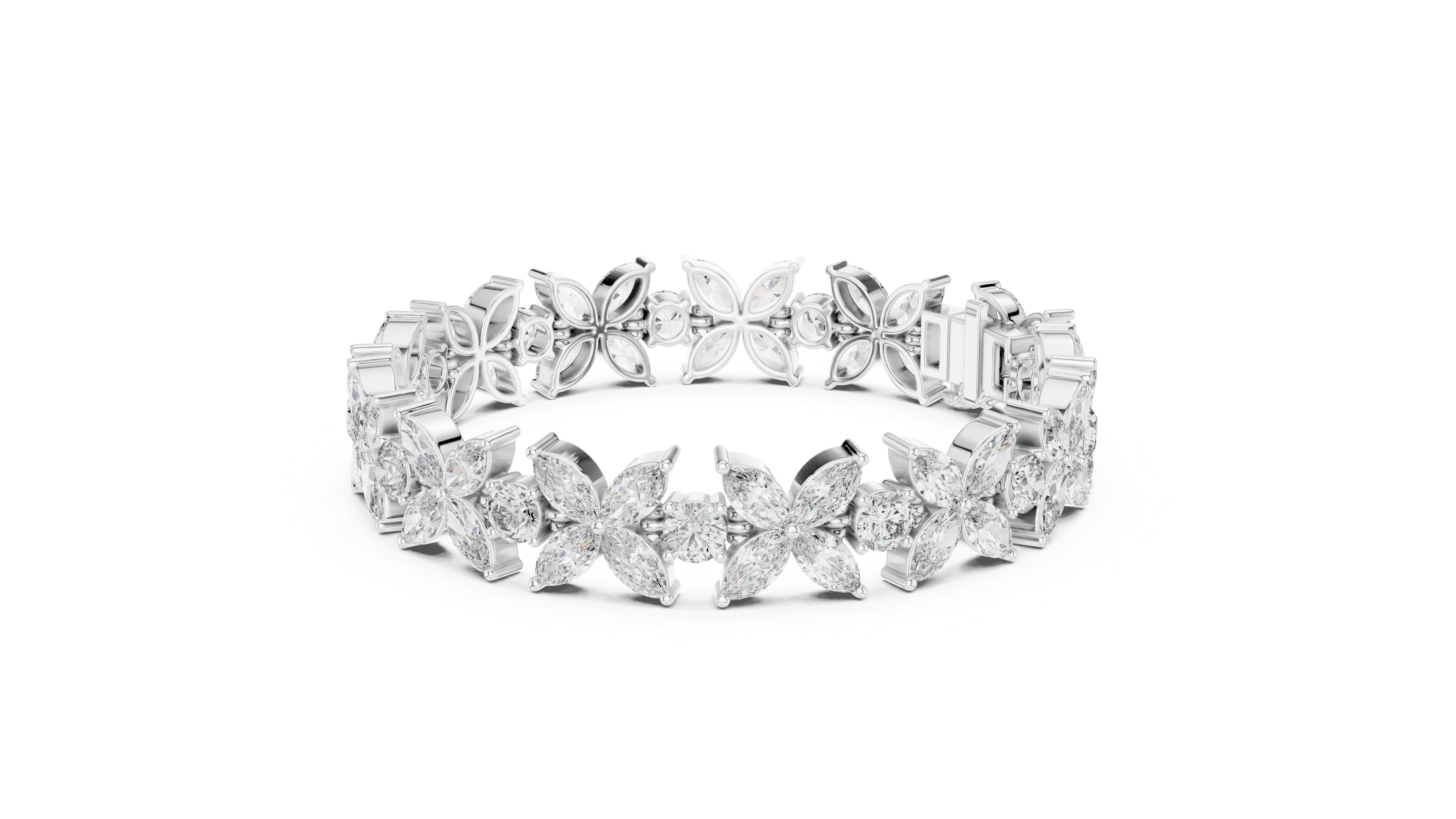 Floral Marquise & Round Lab-Grown Diamond Tennis Bracelet