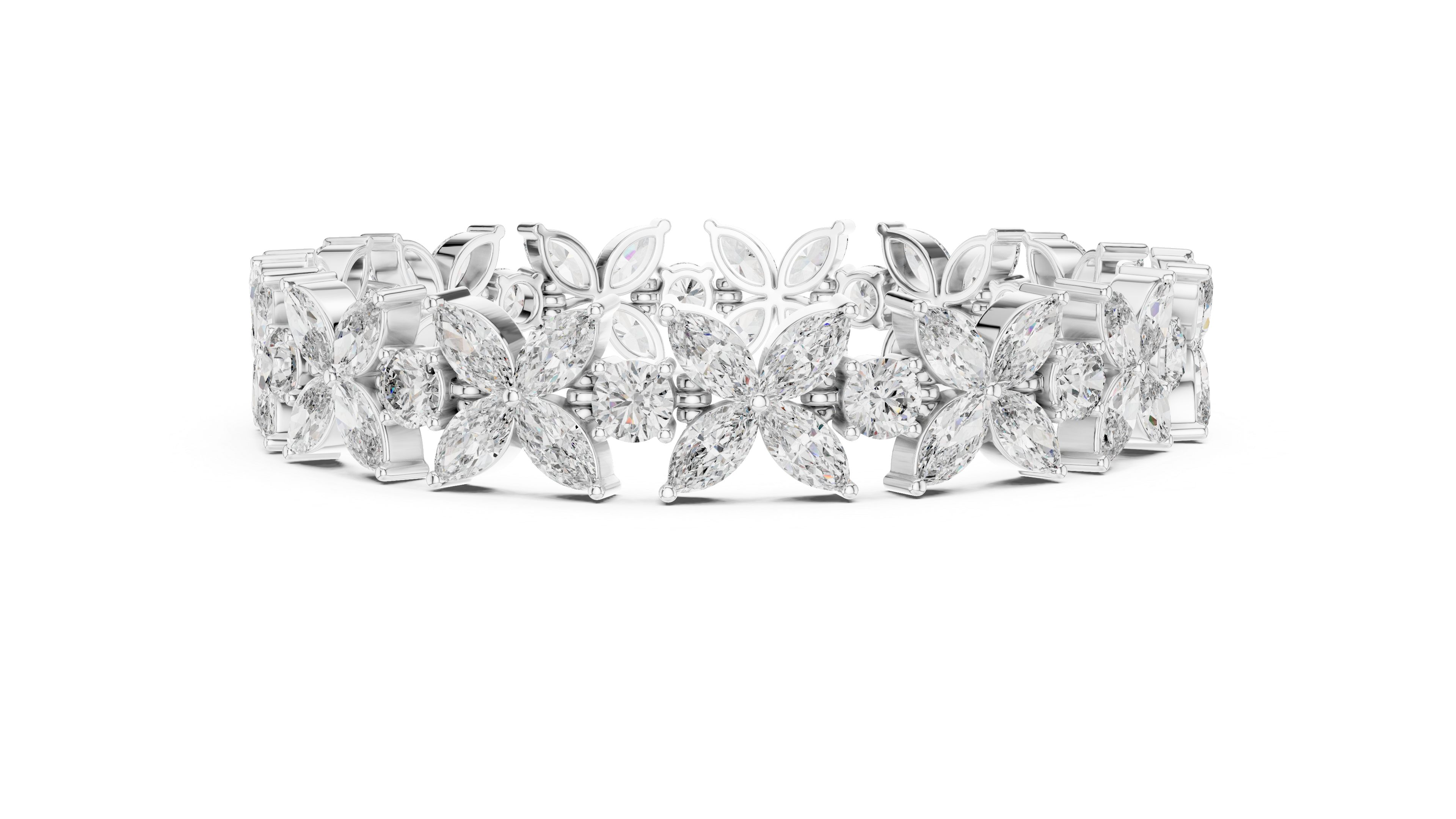 Floral Marquise & Round Lab-Grown Diamond Tennis Bracelet
