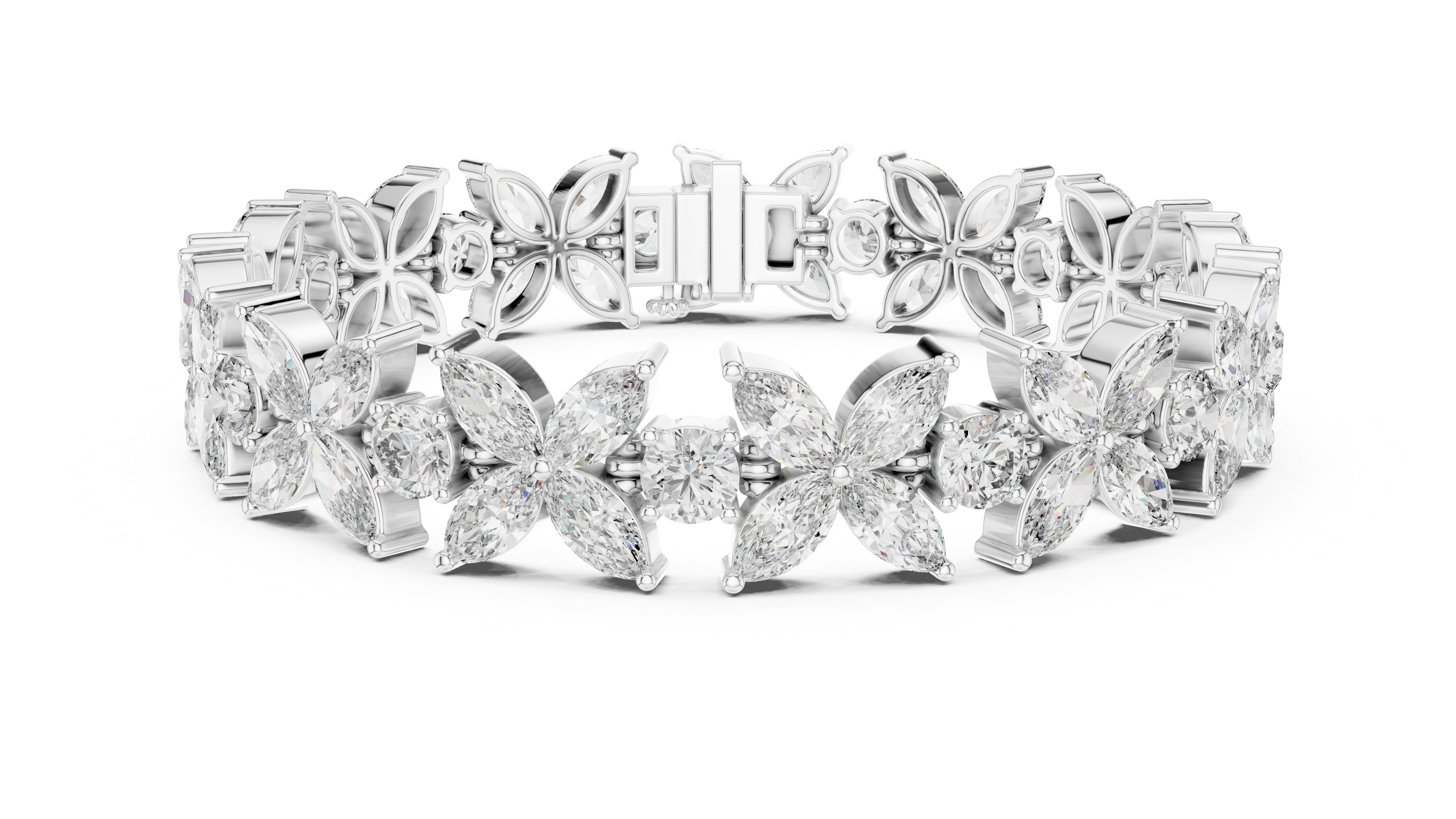 Floral Marquise & Round Lab-Grown Diamond Tennis Bracelet