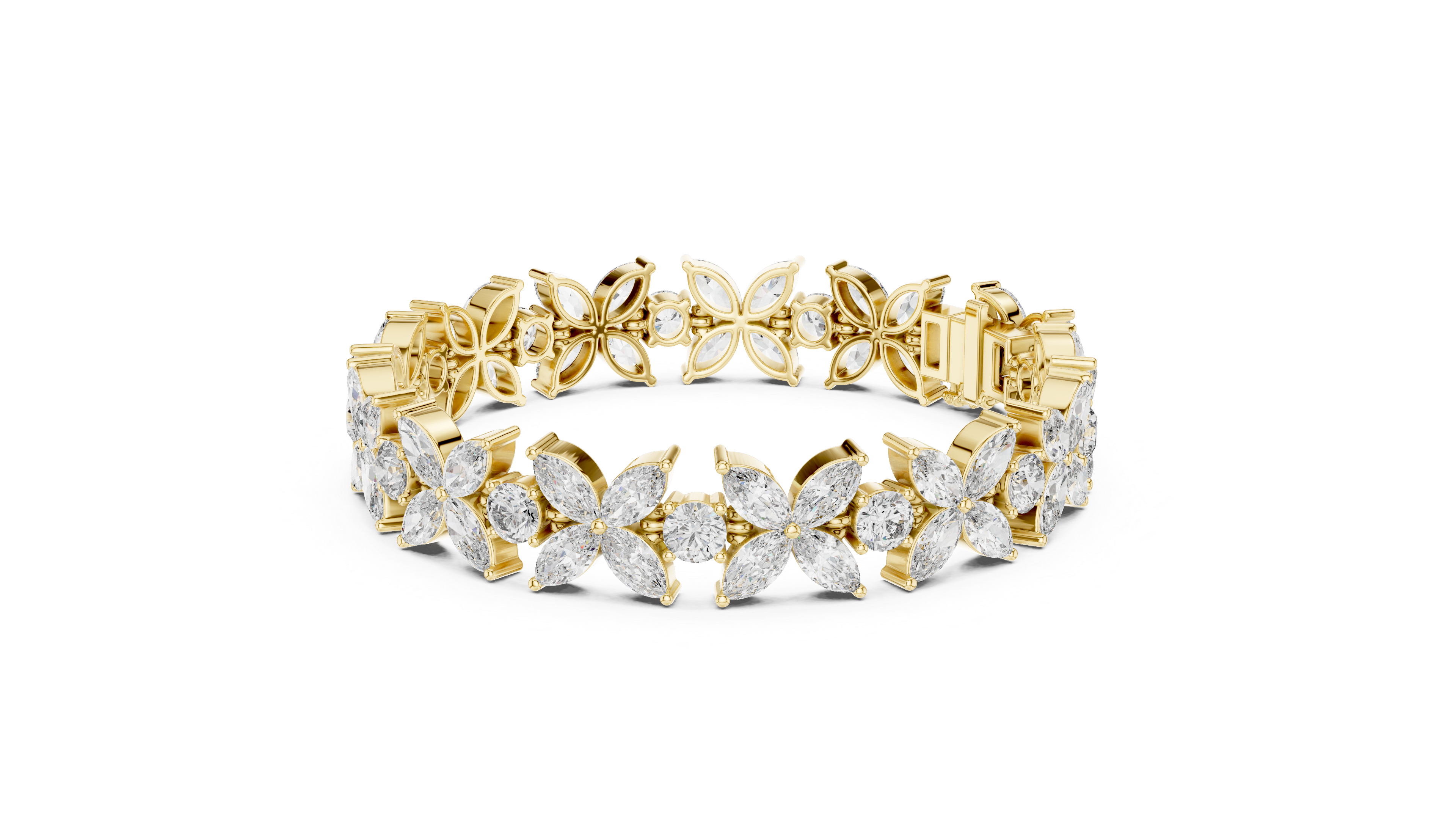 Floral Marquise & Round Lab-Grown Diamond Tennis Bracelet