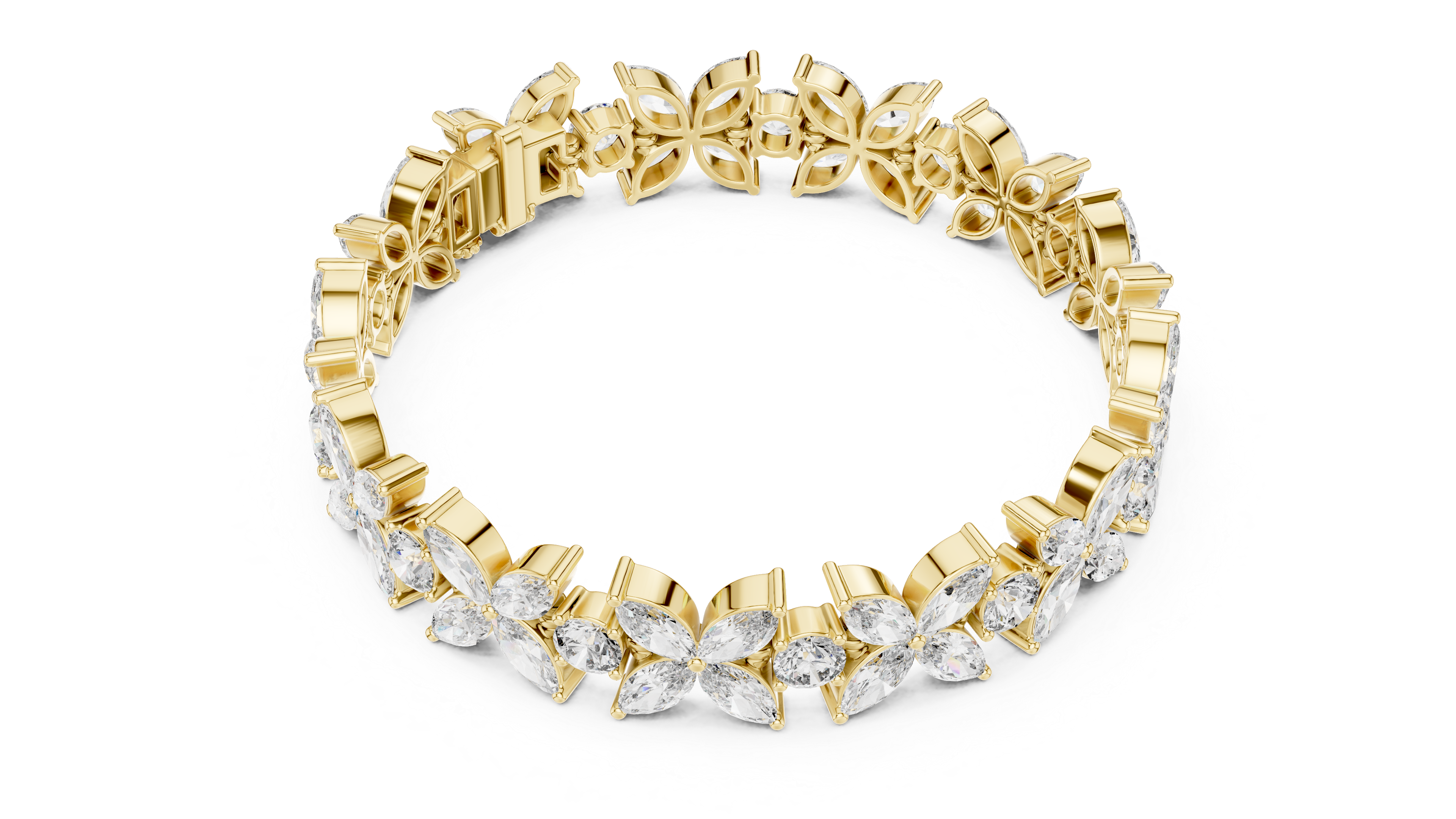 Floral Marquise & Round Lab-Grown Diamond Tennis Bracelet