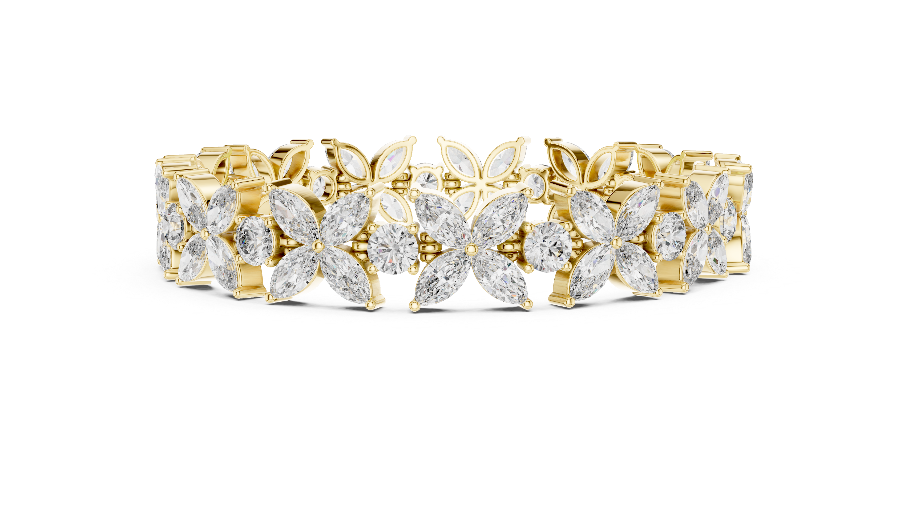 Floral Marquise & Round Lab-Grown Diamond Tennis Bracelet