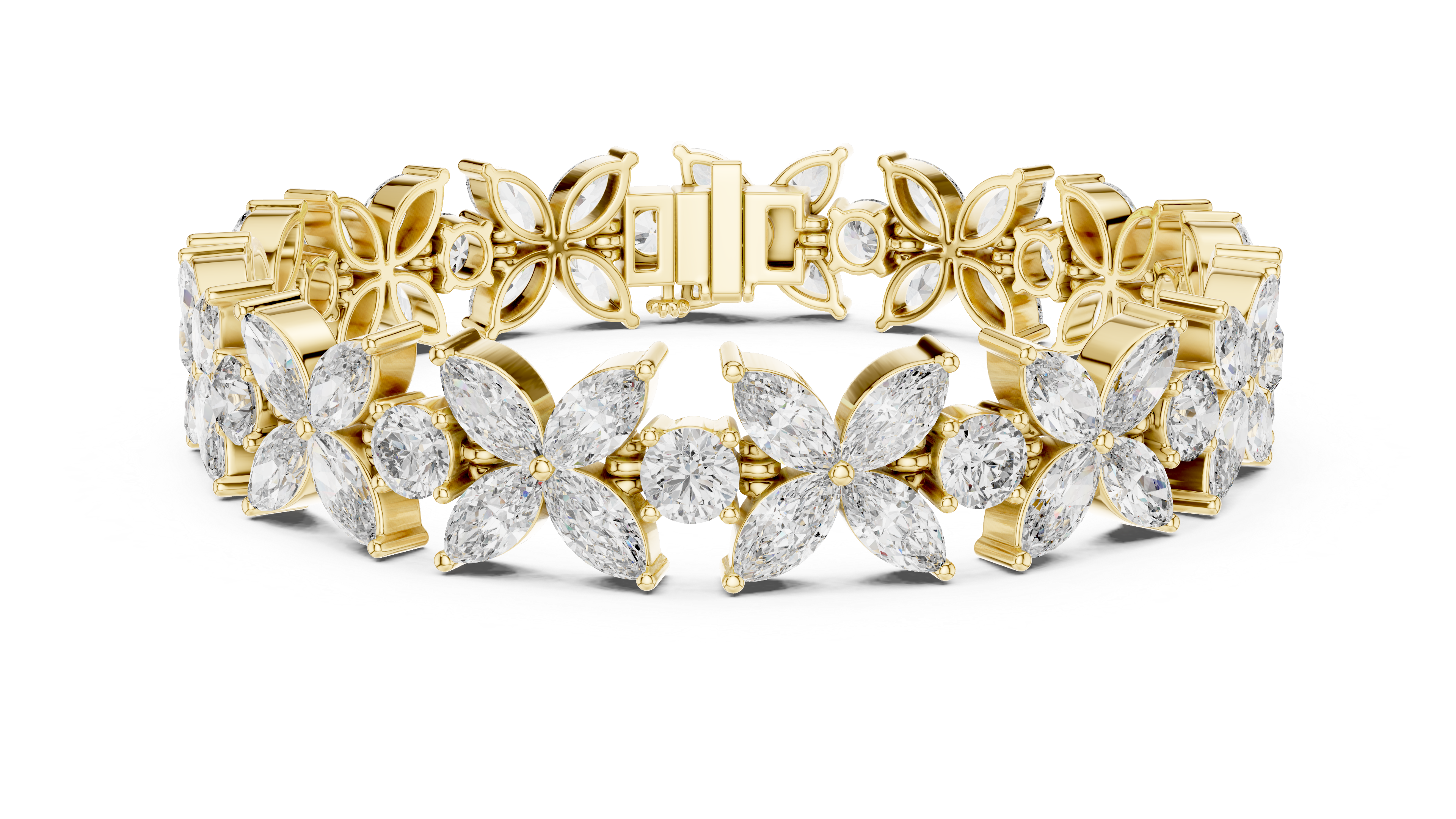 Floral Marquise & Round Lab-Grown Diamond Tennis Bracelet
