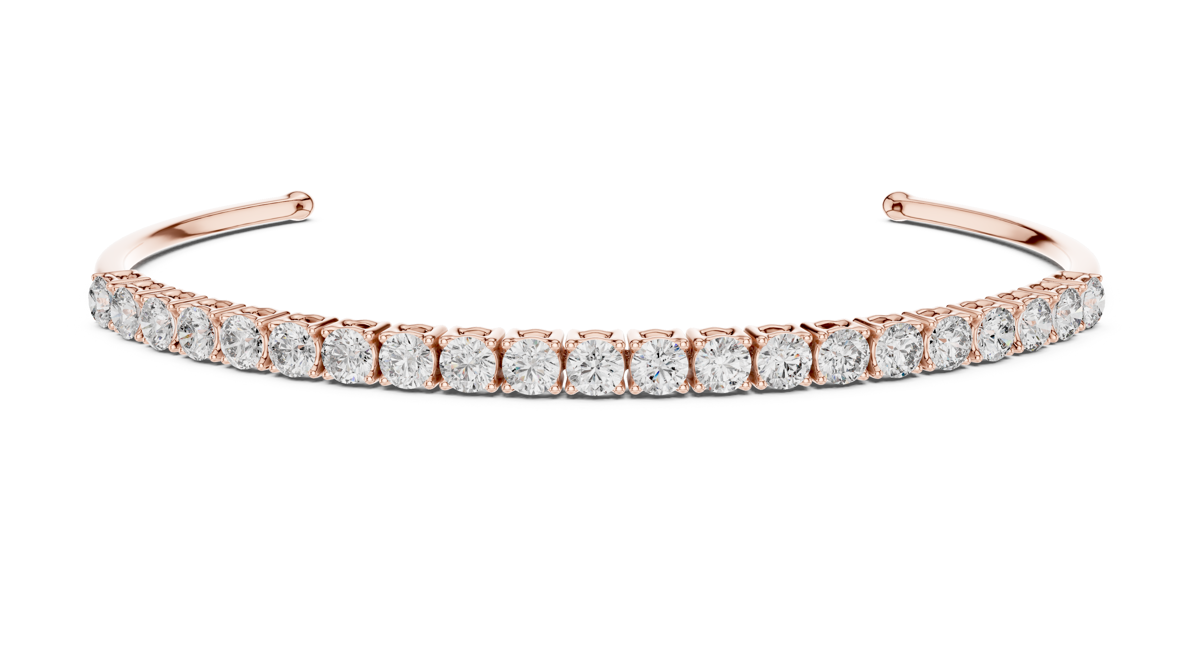 Round Lab-Grown Diamond Half-Tennis Cuff Bracelet