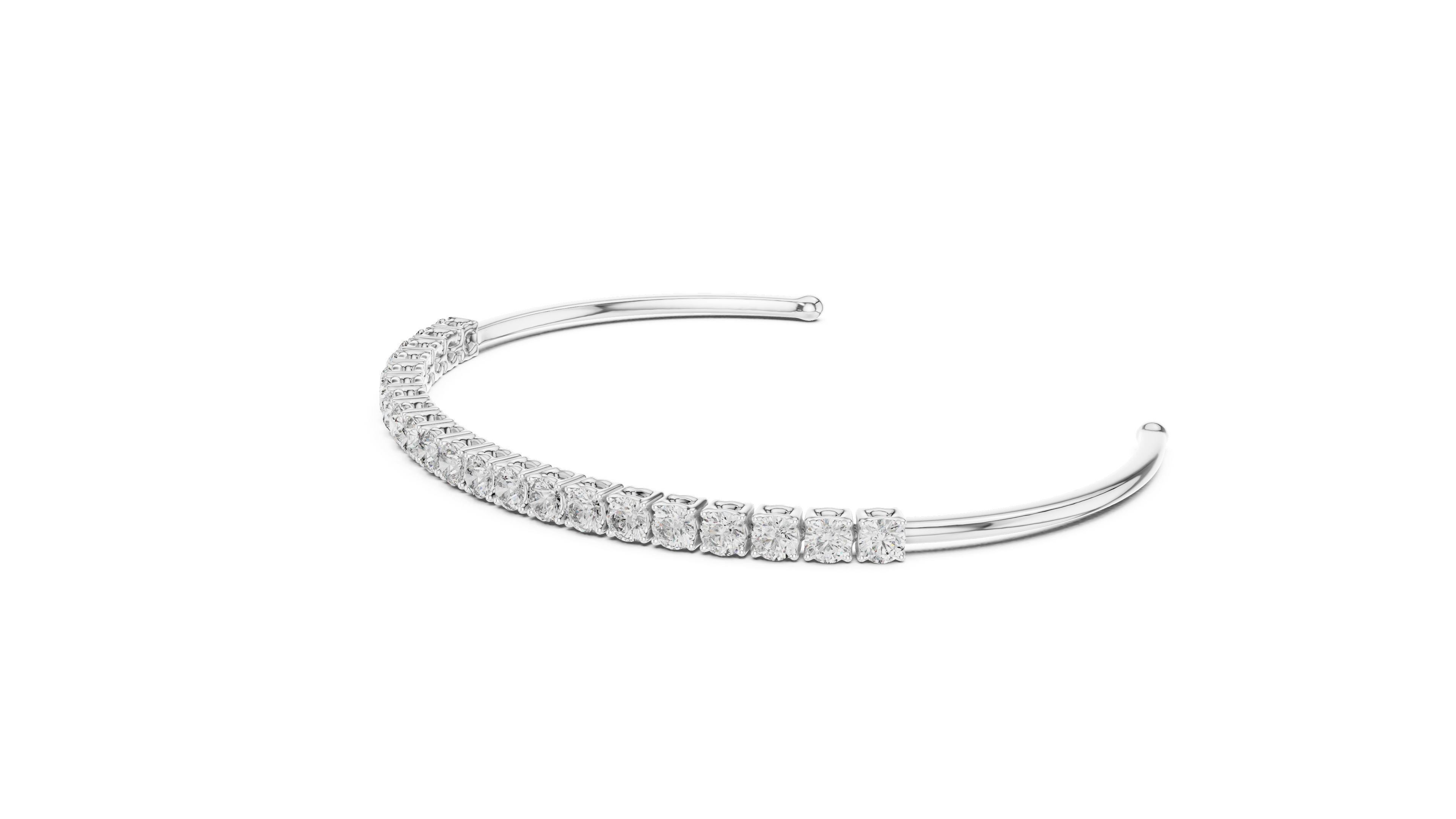 Round Lab-Grown Diamond Half-Tennis Cuff Bracelet