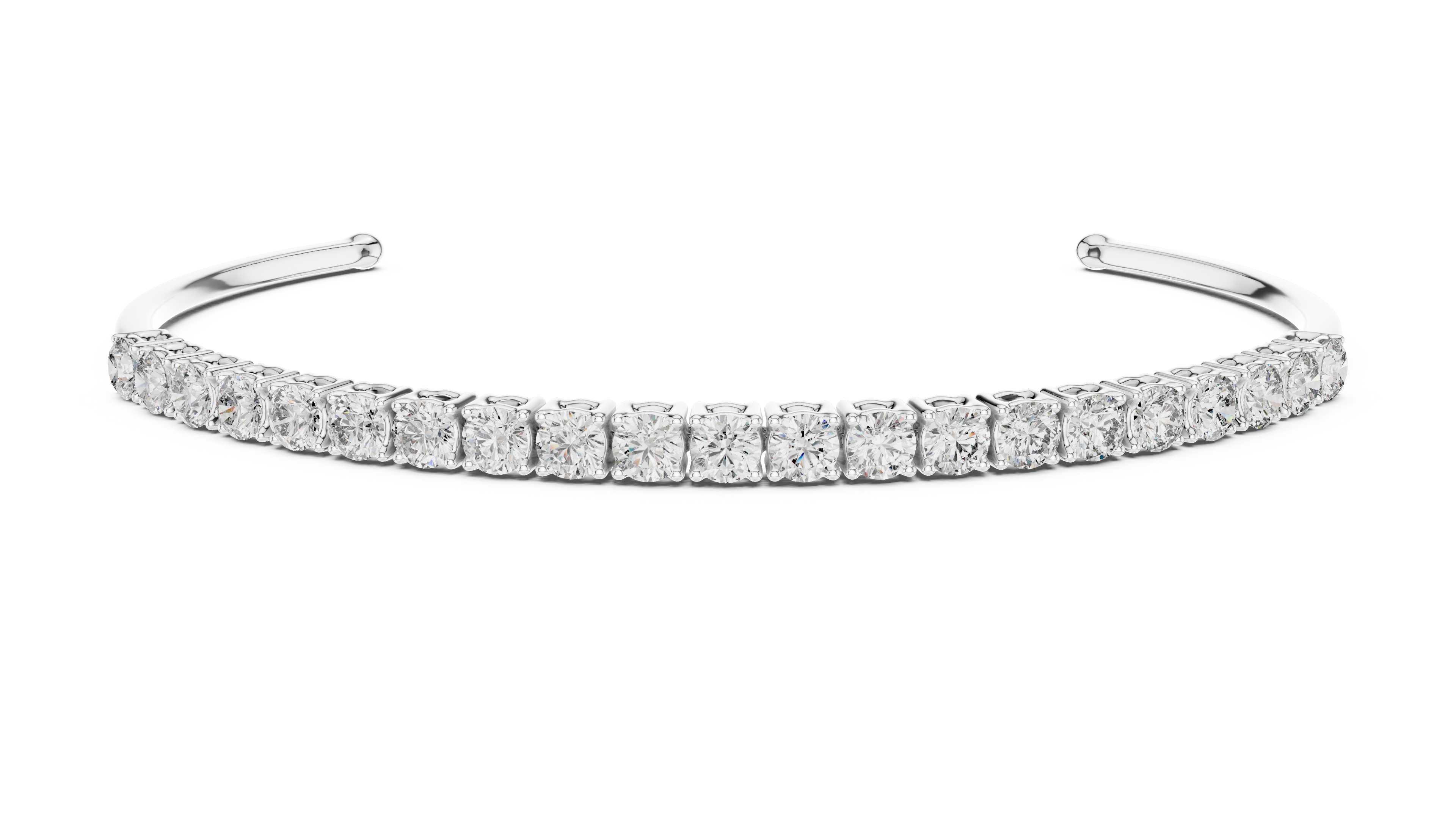 Round Lab-Grown Diamond Half-Tennis Cuff Bracelet