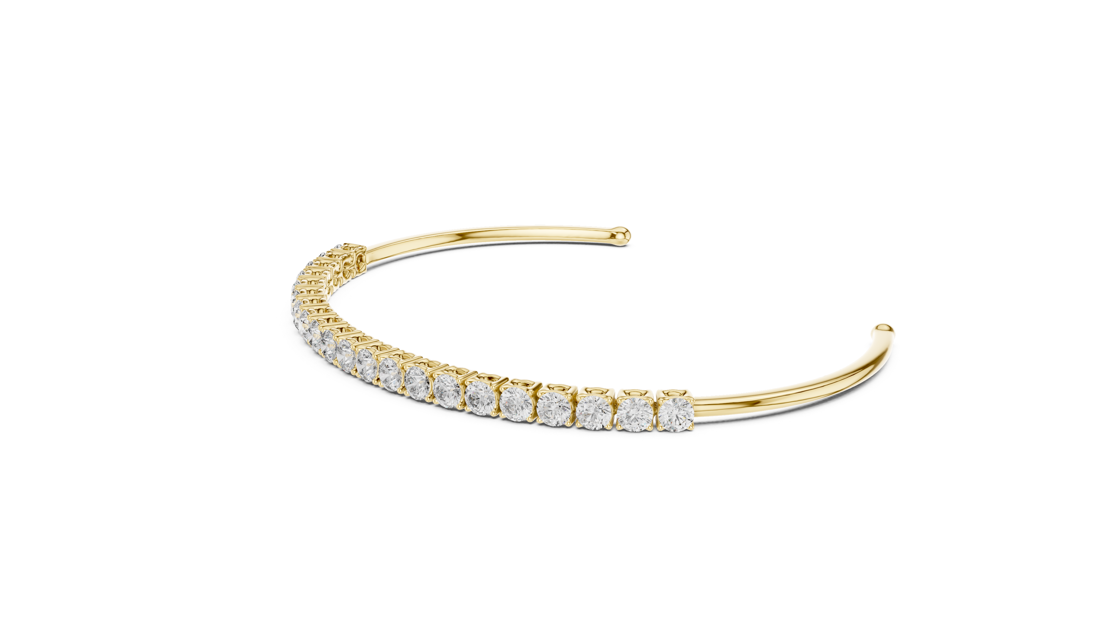 Round Lab-Grown Diamond Half-Tennis Cuff Bracelet