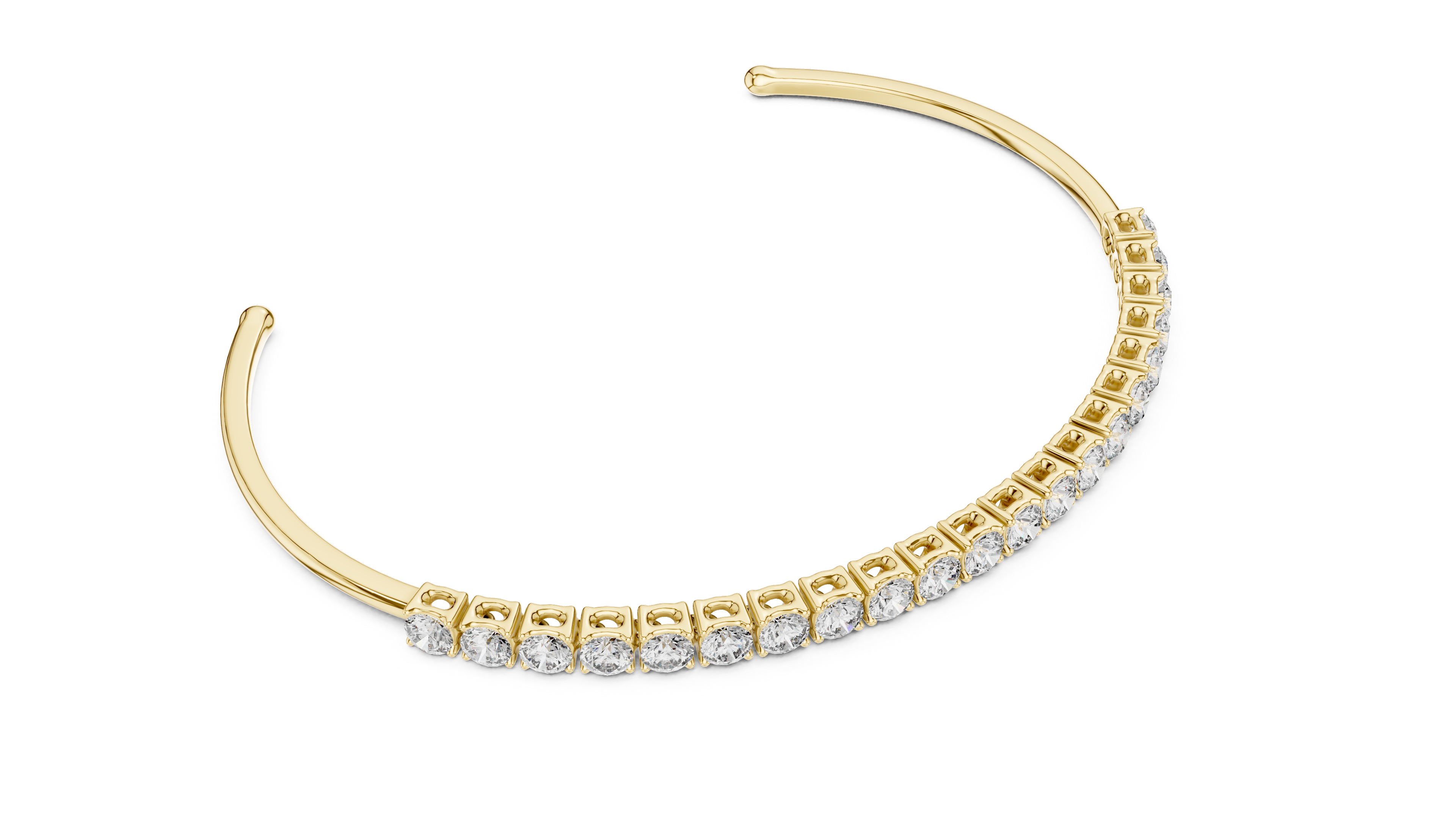Round Lab-Grown Diamond Half-Tennis Cuff Bracelet