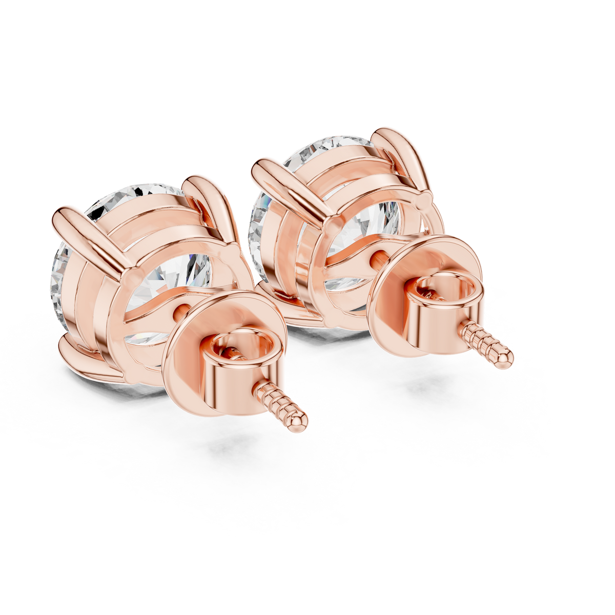 Round Diamond Open Gallery Stud Earrings – Design ER-0001