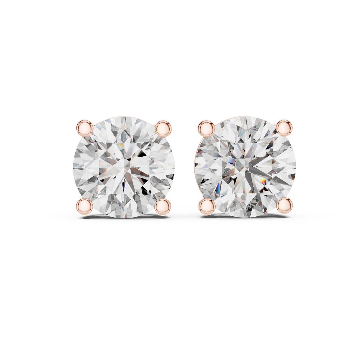 Round Diamond Open Gallery Stud Earrings – Design ER-0001