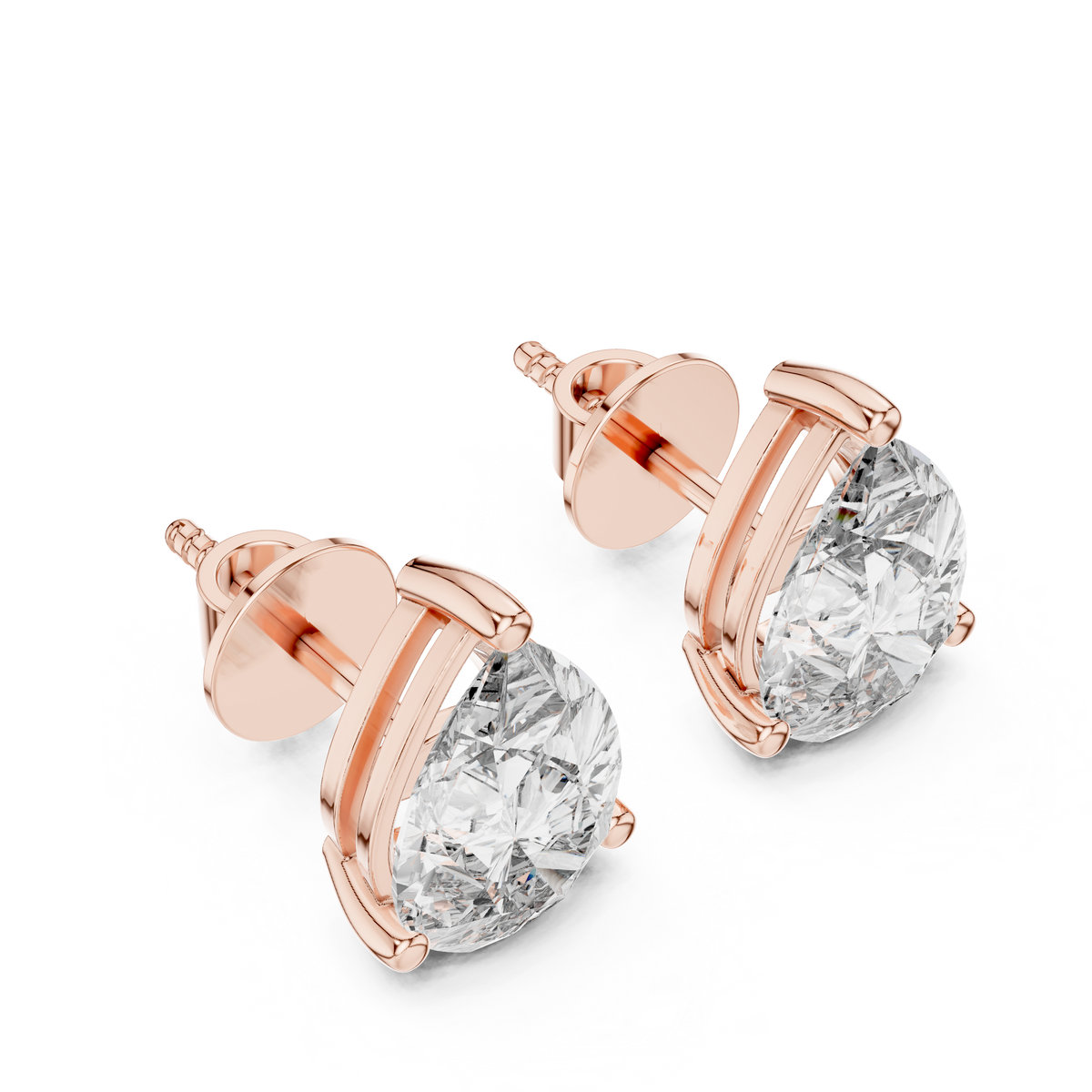 Pear Diamond Sculptural Stud Earrings – Design ER-0002