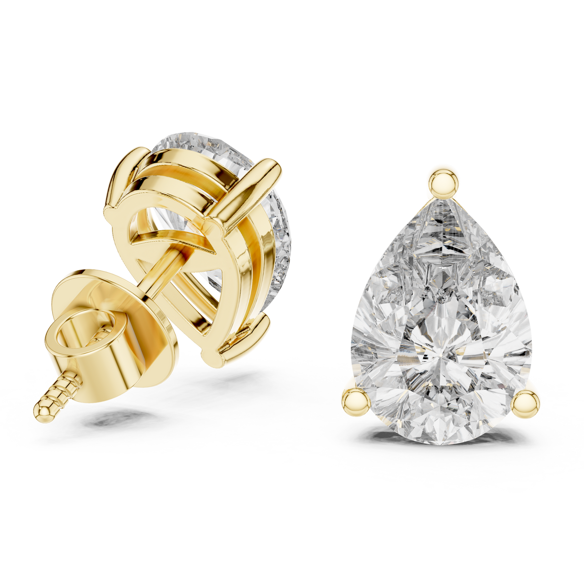 Pear Diamond Sculptural Stud Earrings – Design ER-0002