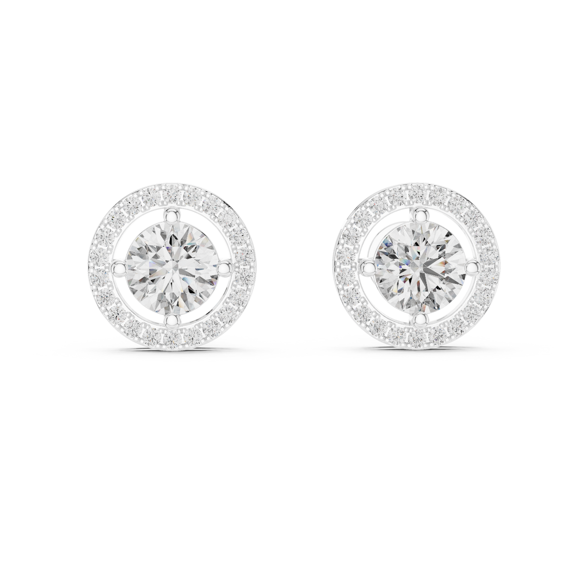 Round Diamond Halo Stud Earrings – Design ER-0008