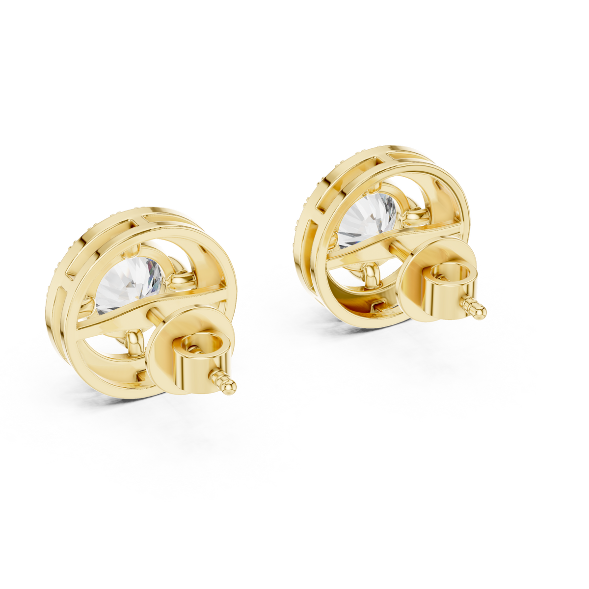 Round Diamond Halo Stud Earrings – Design ER-0008