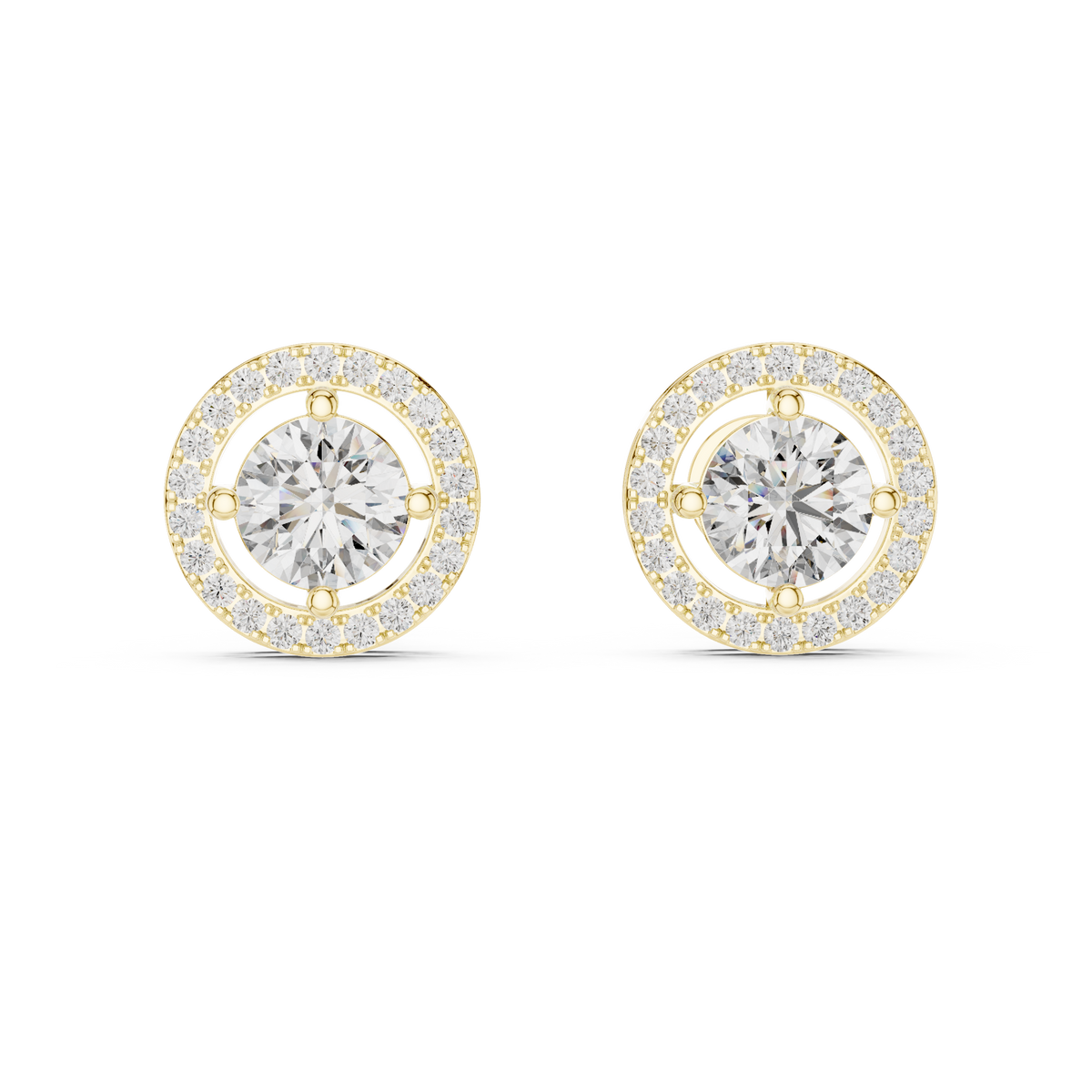 Round Diamond Halo Stud Earrings – Design ER-0008