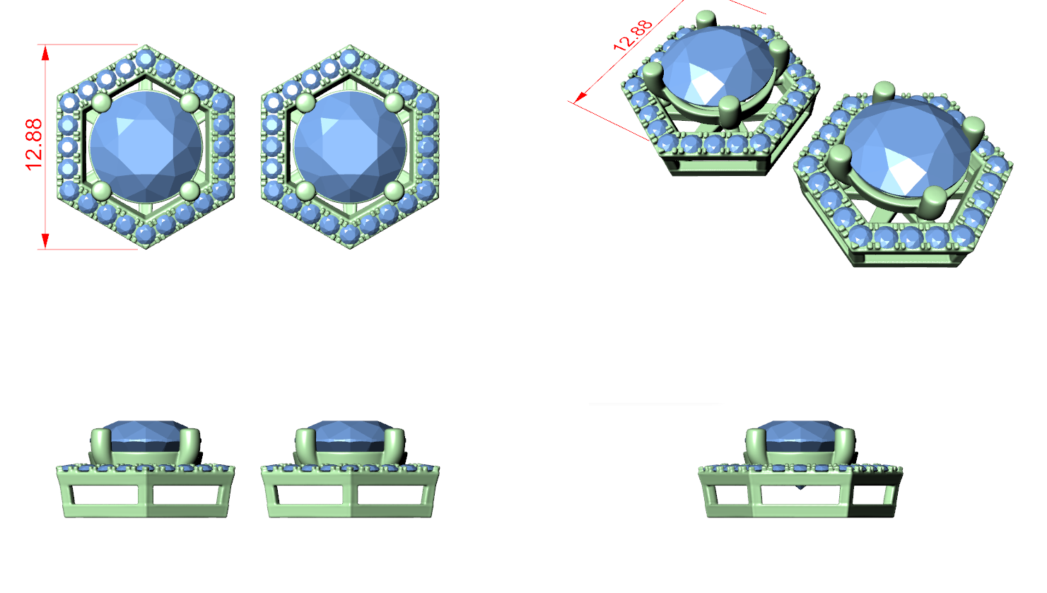Emerald-Cut Double Halo Lab-Grown Diamond Stud Earrings