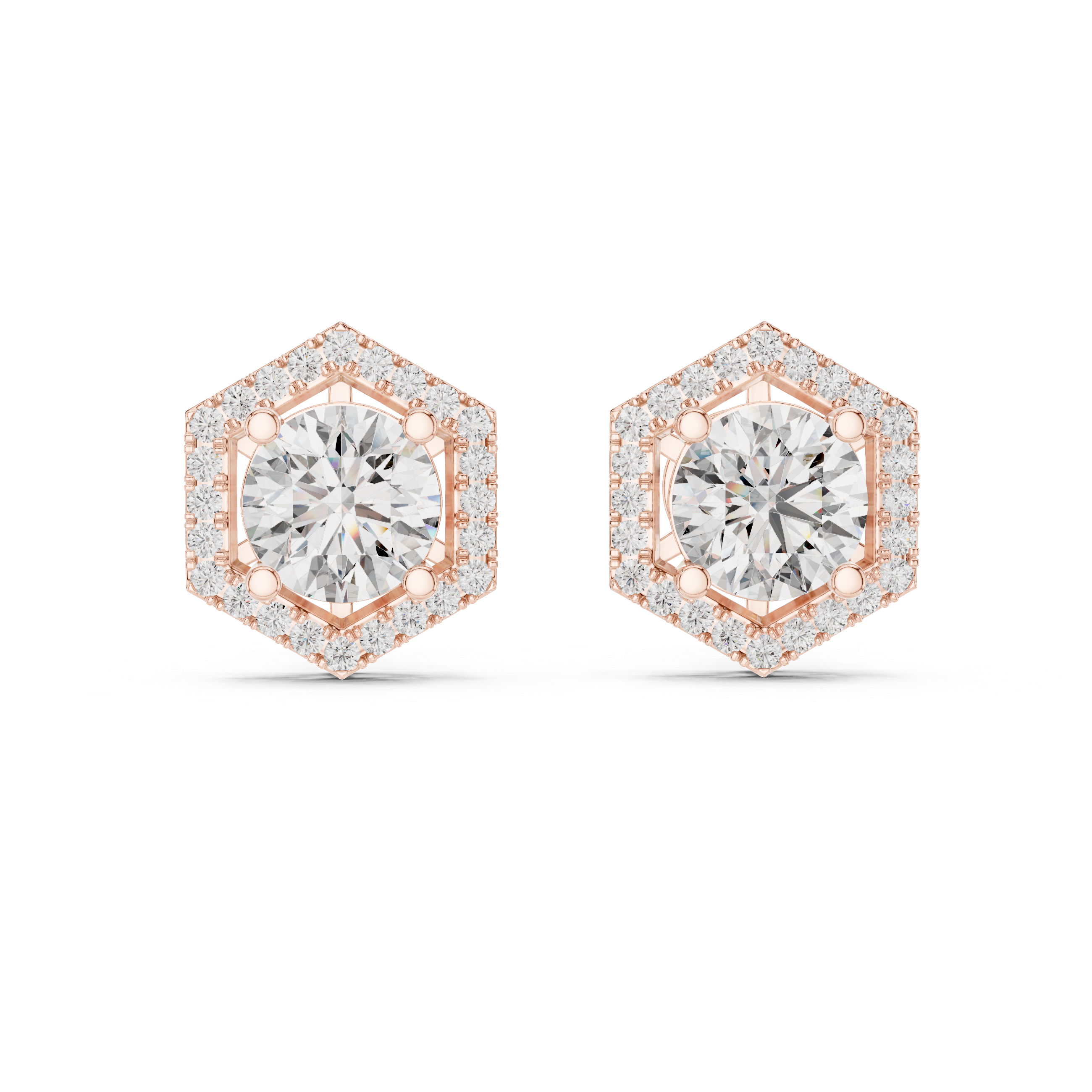 Emerald-Cut Double Halo Lab-Grown Diamond Stud Earrings