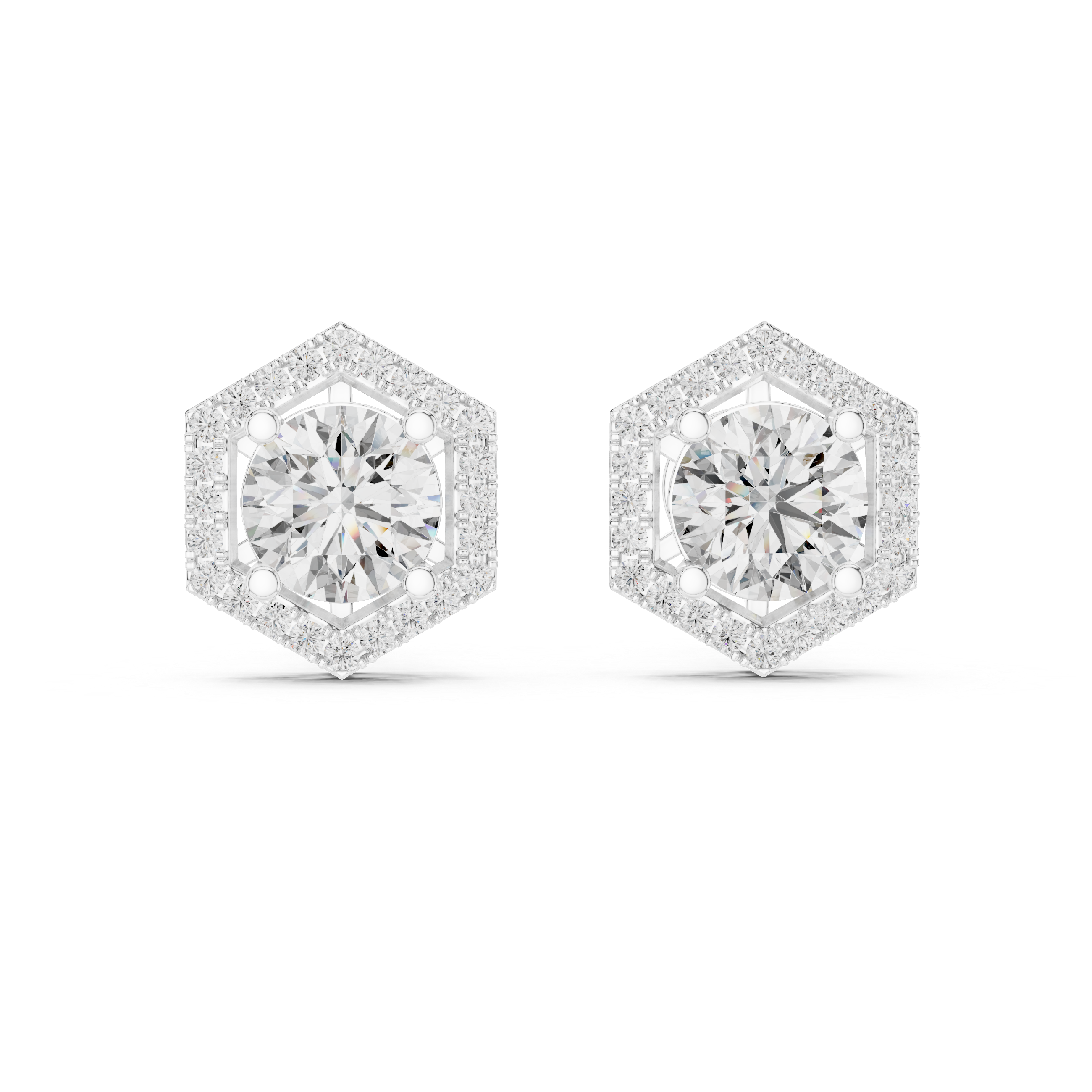 Emerald-Cut Double Halo Lab-Grown Diamond Stud Earrings