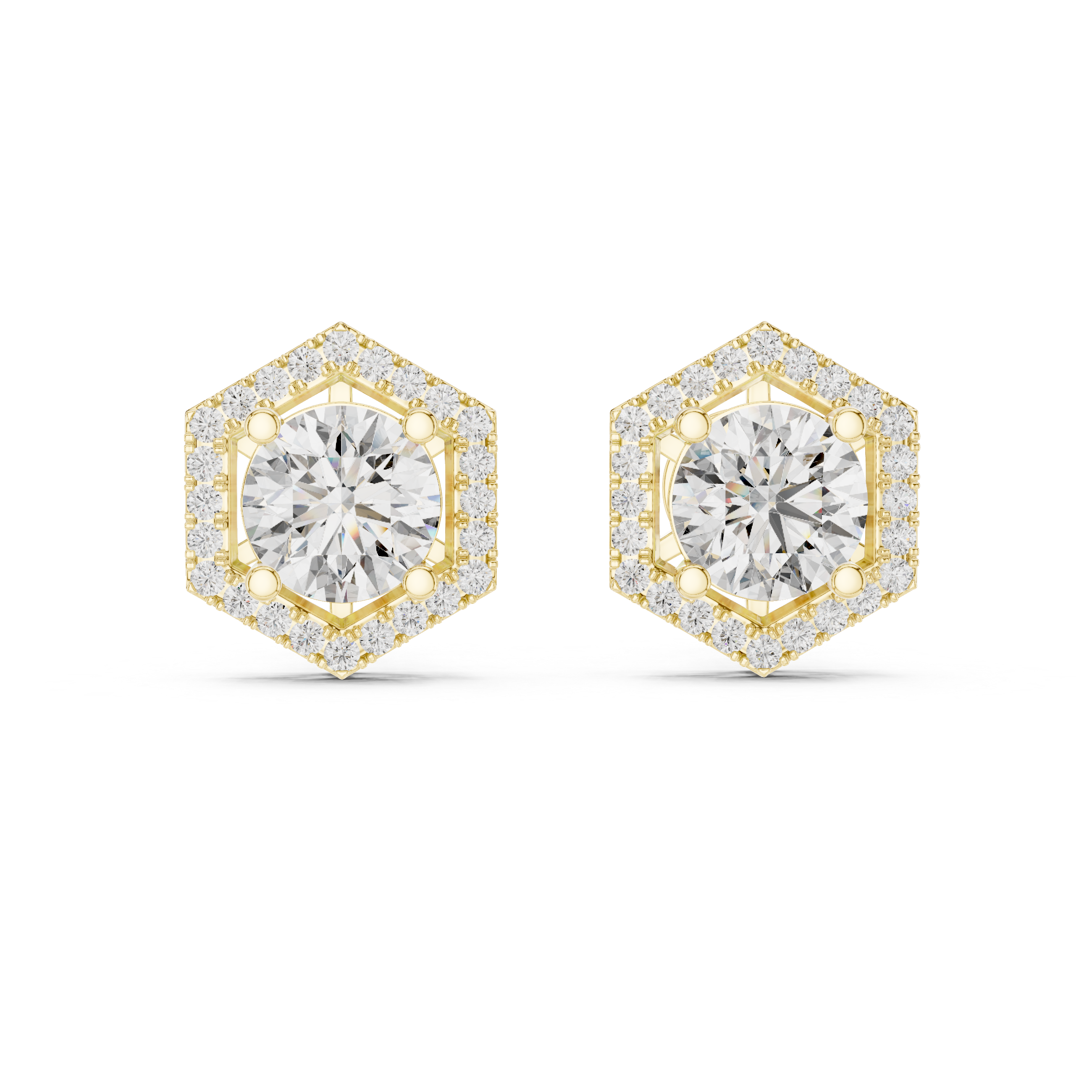 Emerald-Cut Double Halo Lab-Grown Diamond Stud Earrings