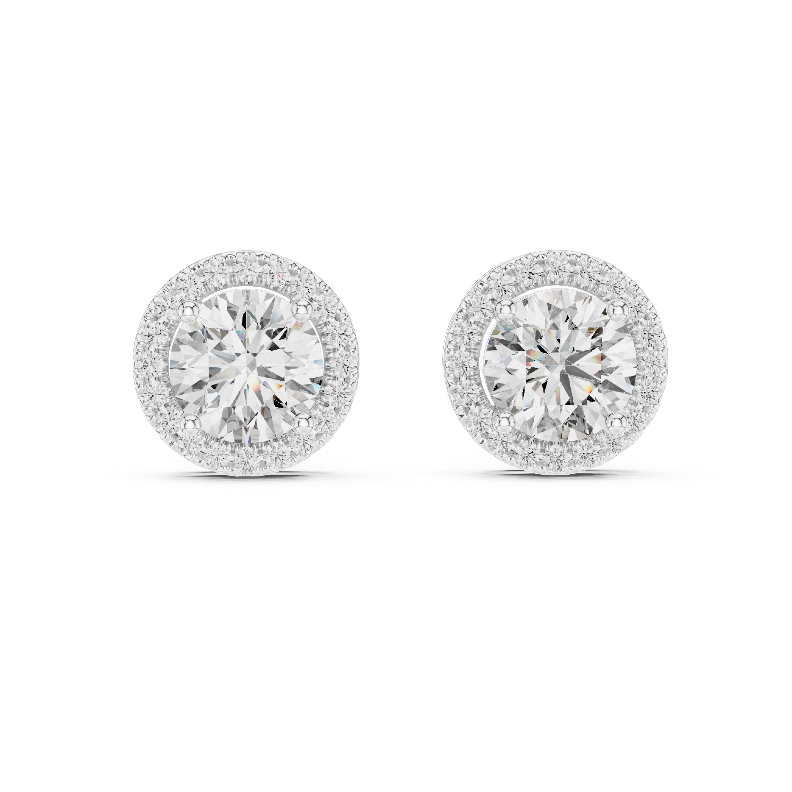 Emerald-Cut Floral Halo Lab-Grown Diamond Stud Earrings