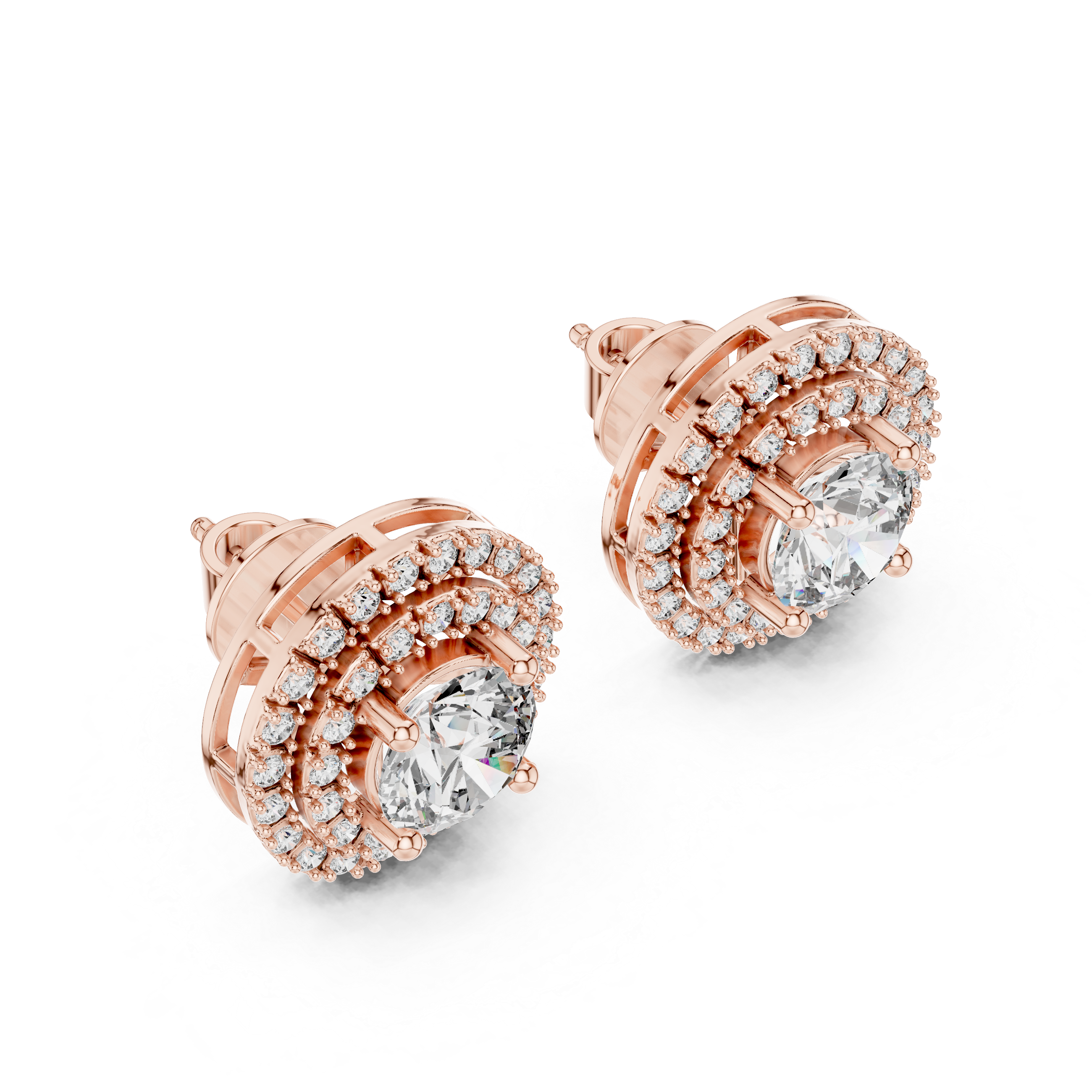 Pear Double Halo Lab-Grown Diamond Stud Earrings