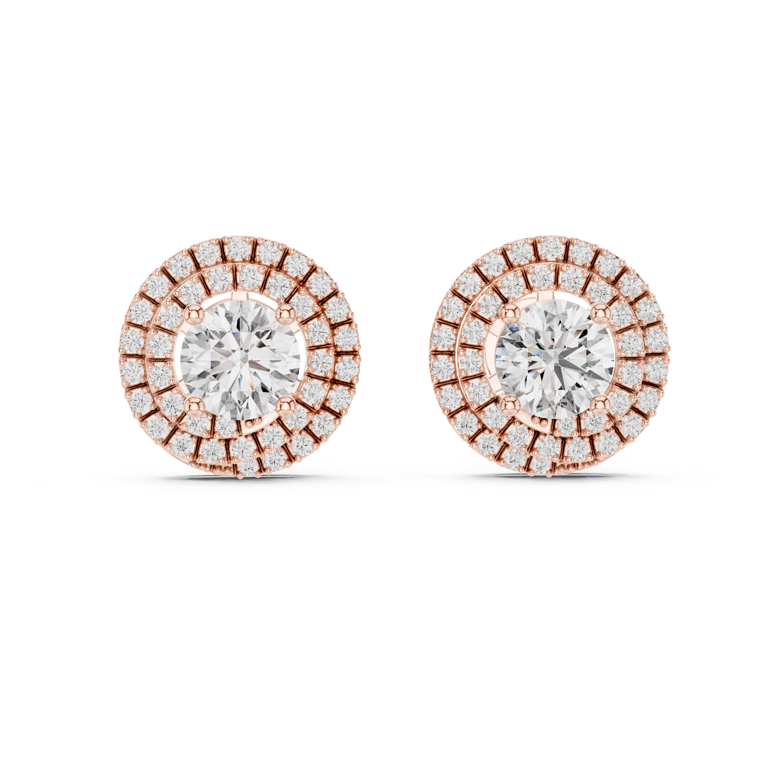 Pear Double Halo Lab-Grown Diamond Stud Earrings