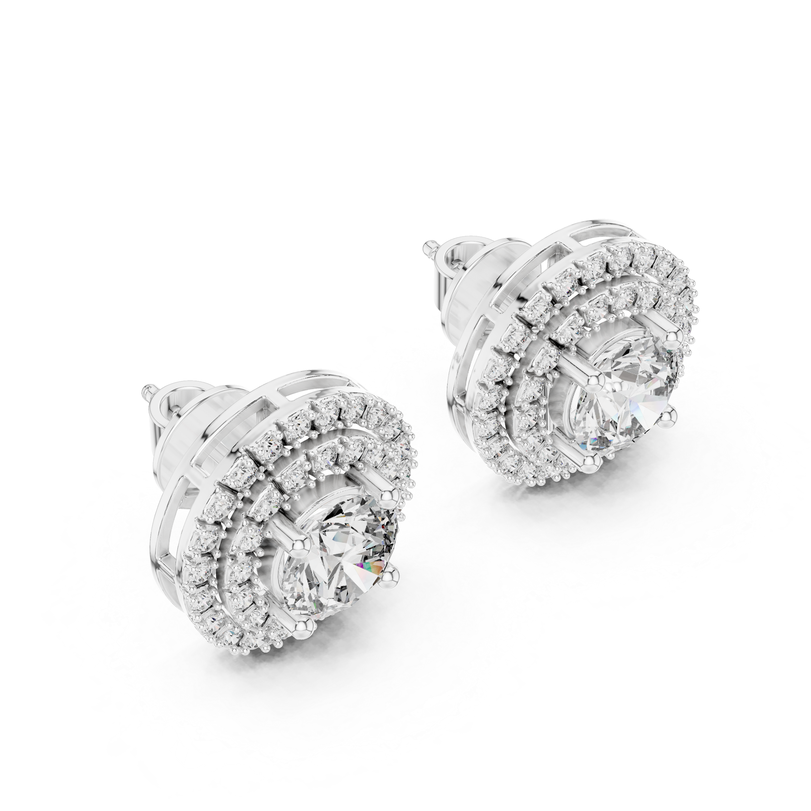 Pear Double Halo Lab-Grown Diamond Stud Earrings