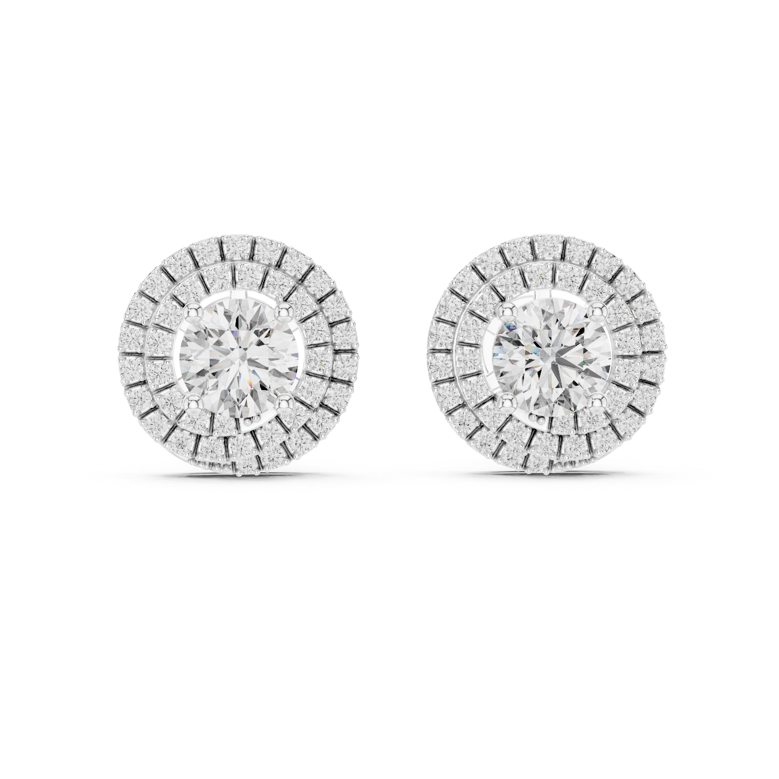 Pear Double Halo Lab-Grown Diamond Stud Earrings