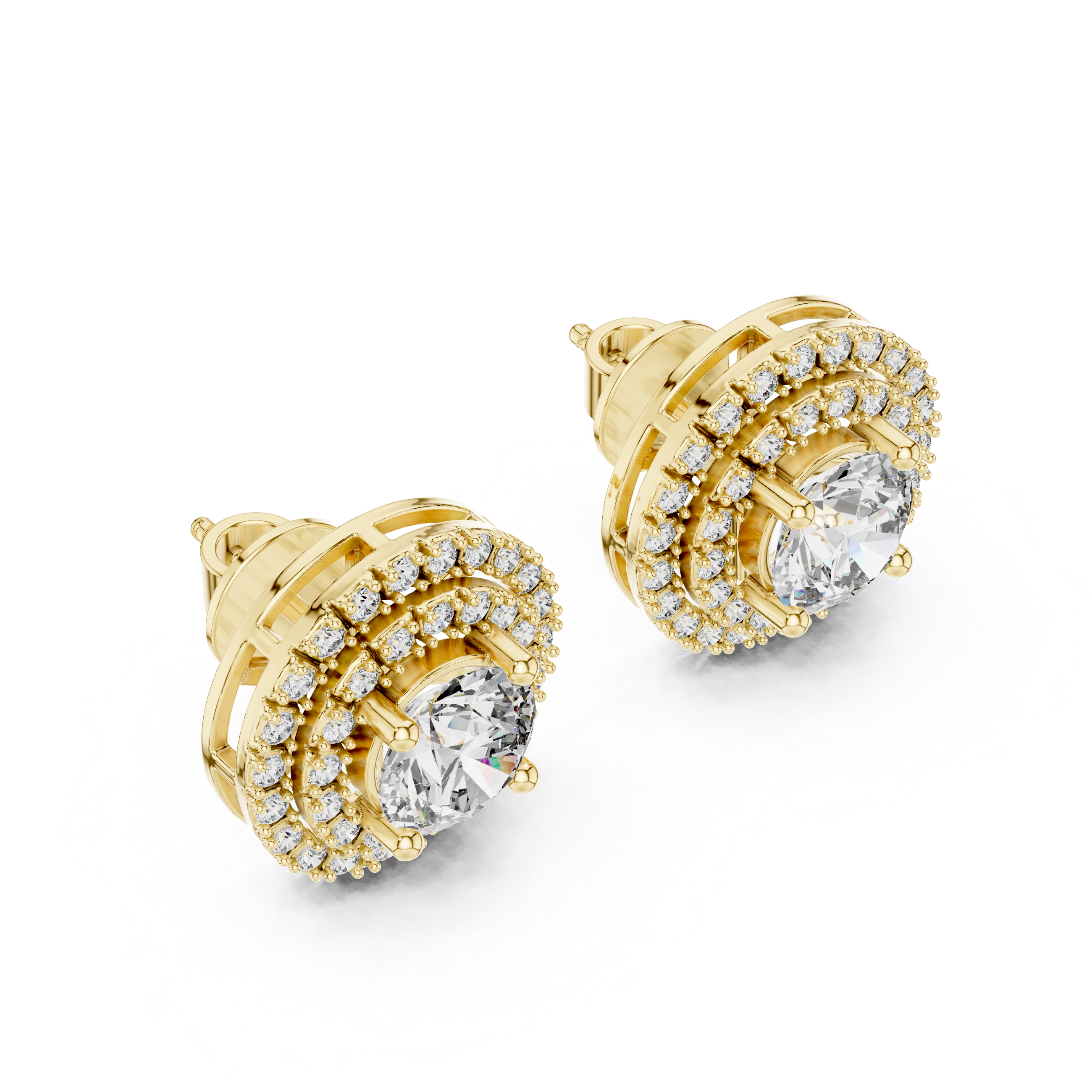 Pear Double Halo Lab-Grown Diamond Stud Earrings