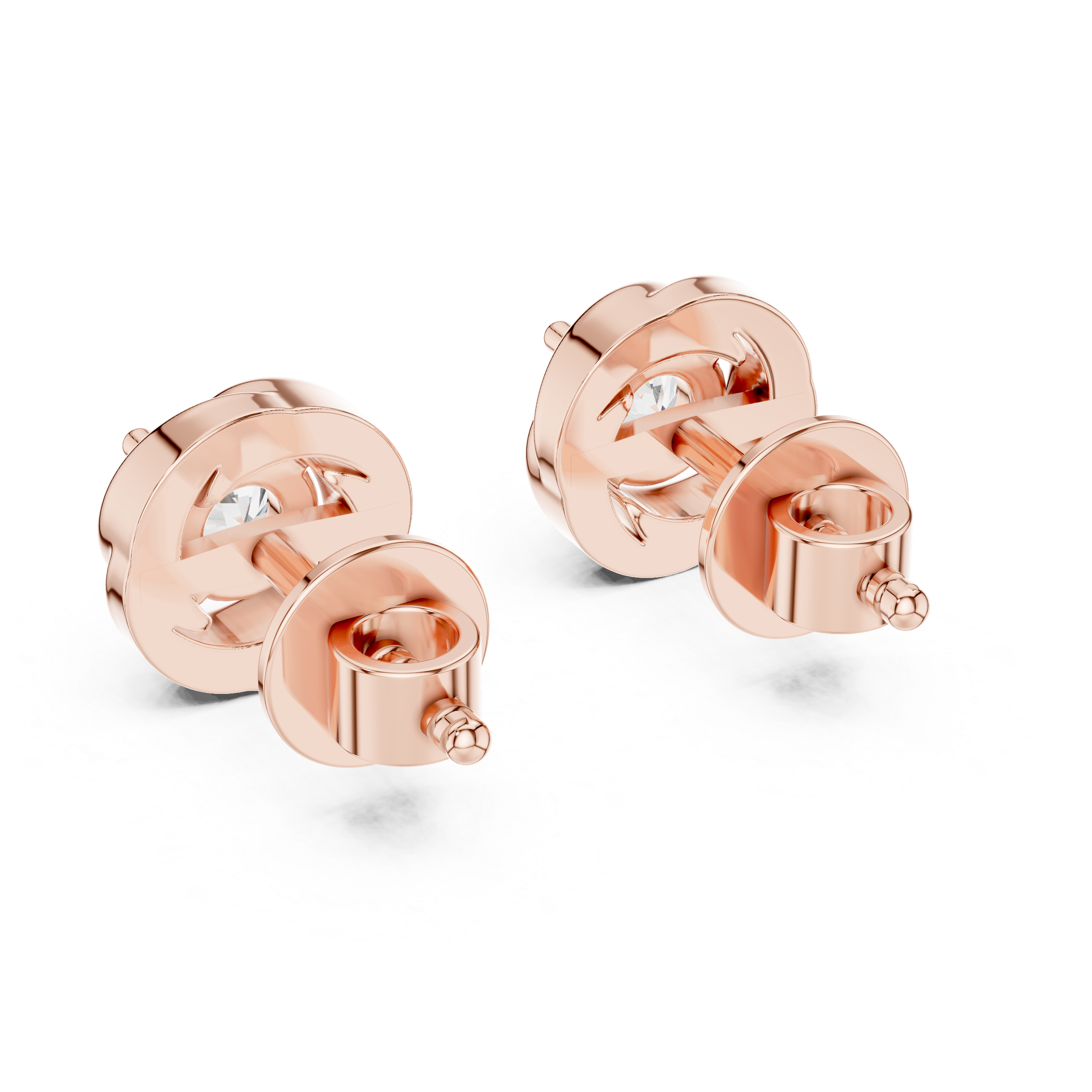 Round Brilliant Sculptural Swirl Lab-Grown Diamond Stud Earrings
