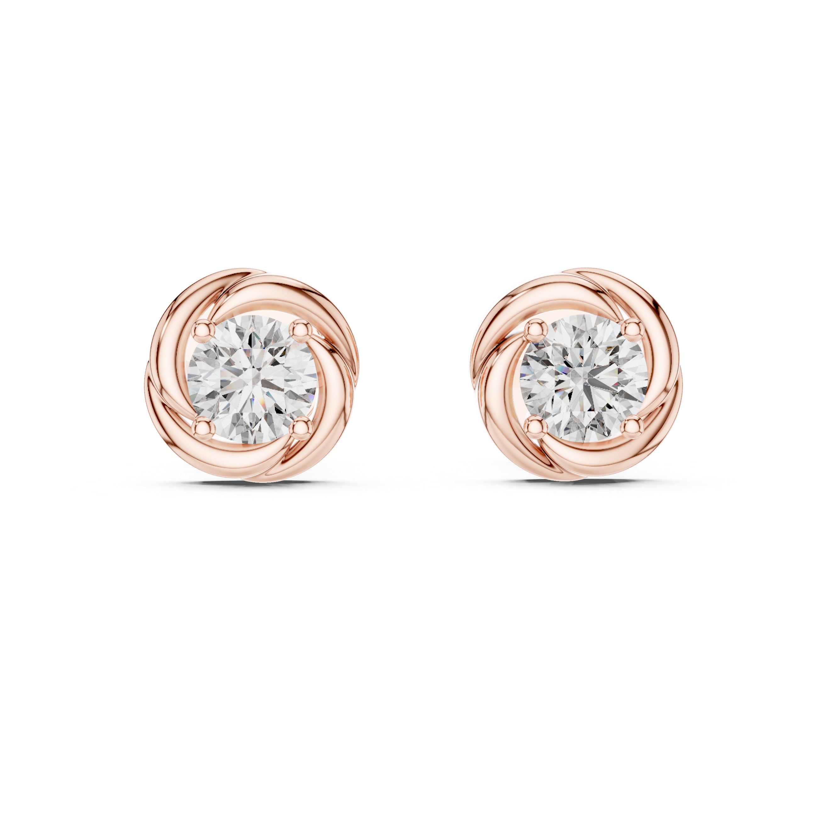 Round Brilliant Sculptural Swirl Lab-Grown Diamond Stud Earrings