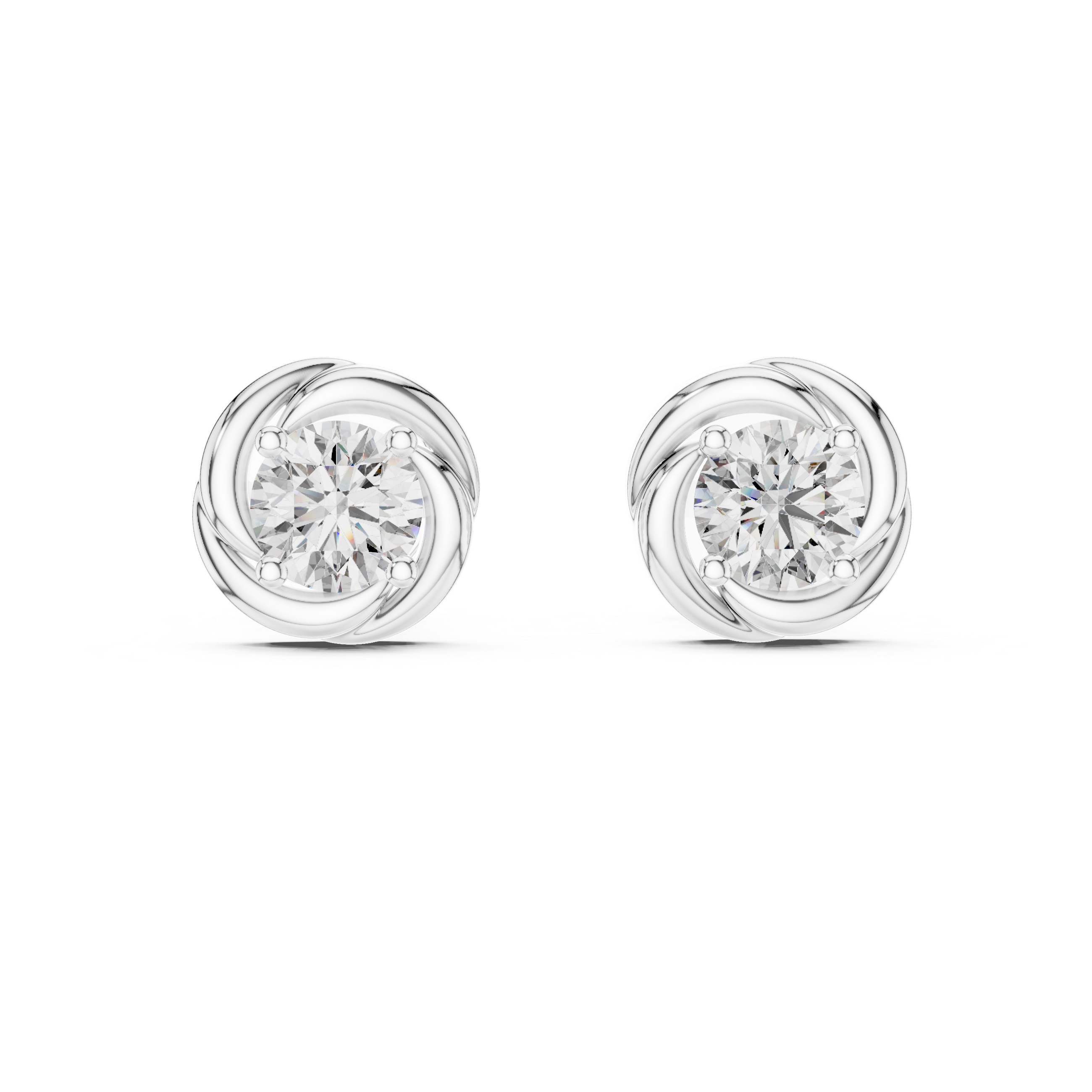 Round Brilliant Sculptural Swirl Lab-Grown Diamond Stud Earrings