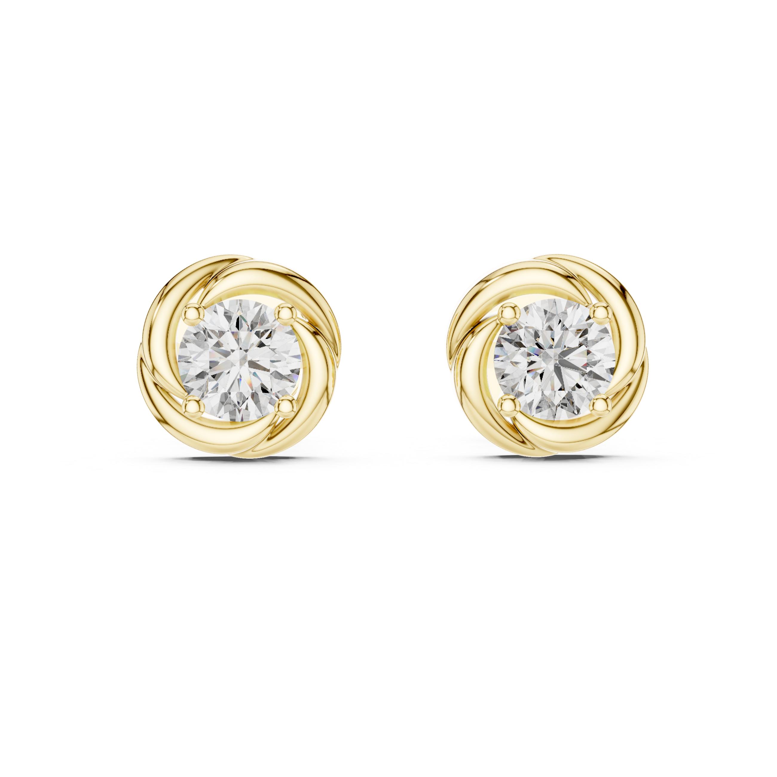 Round Brilliant Sculptural Swirl Lab-Grown Diamond Stud Earrings