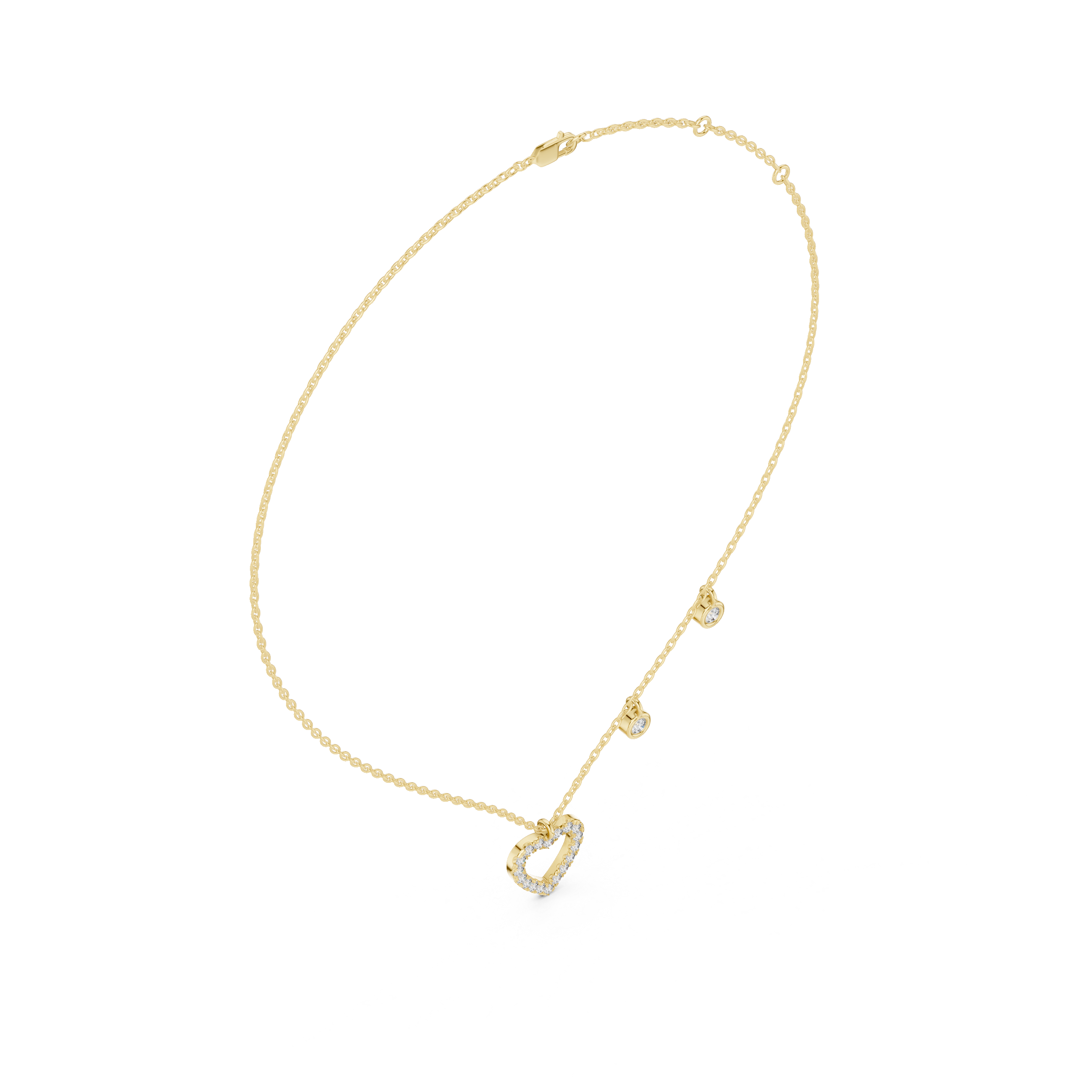 Diamond Heart Charm Station Necklace
