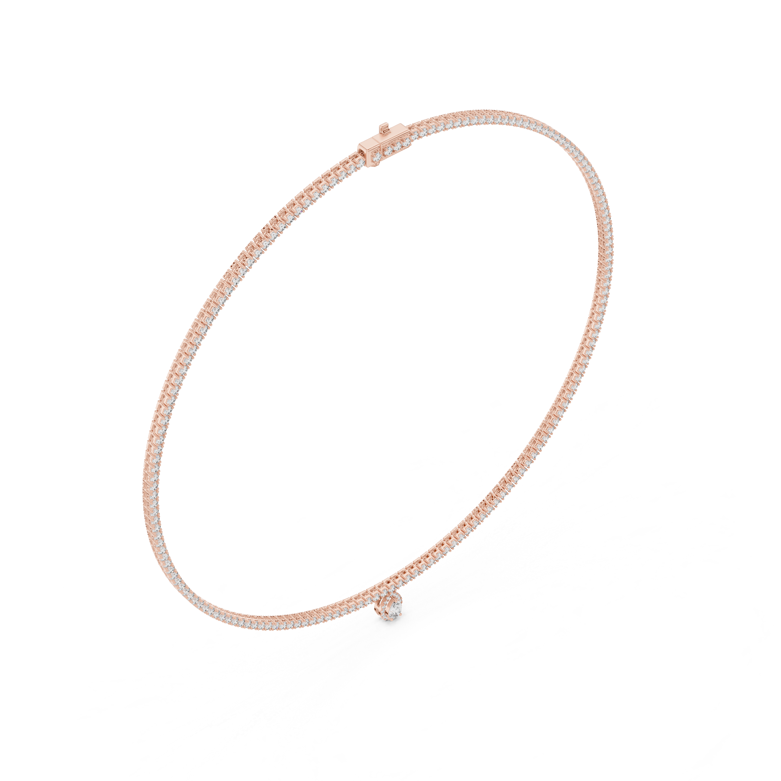 Lab-Grown Diamond Tennis Necklace with Pear Drop