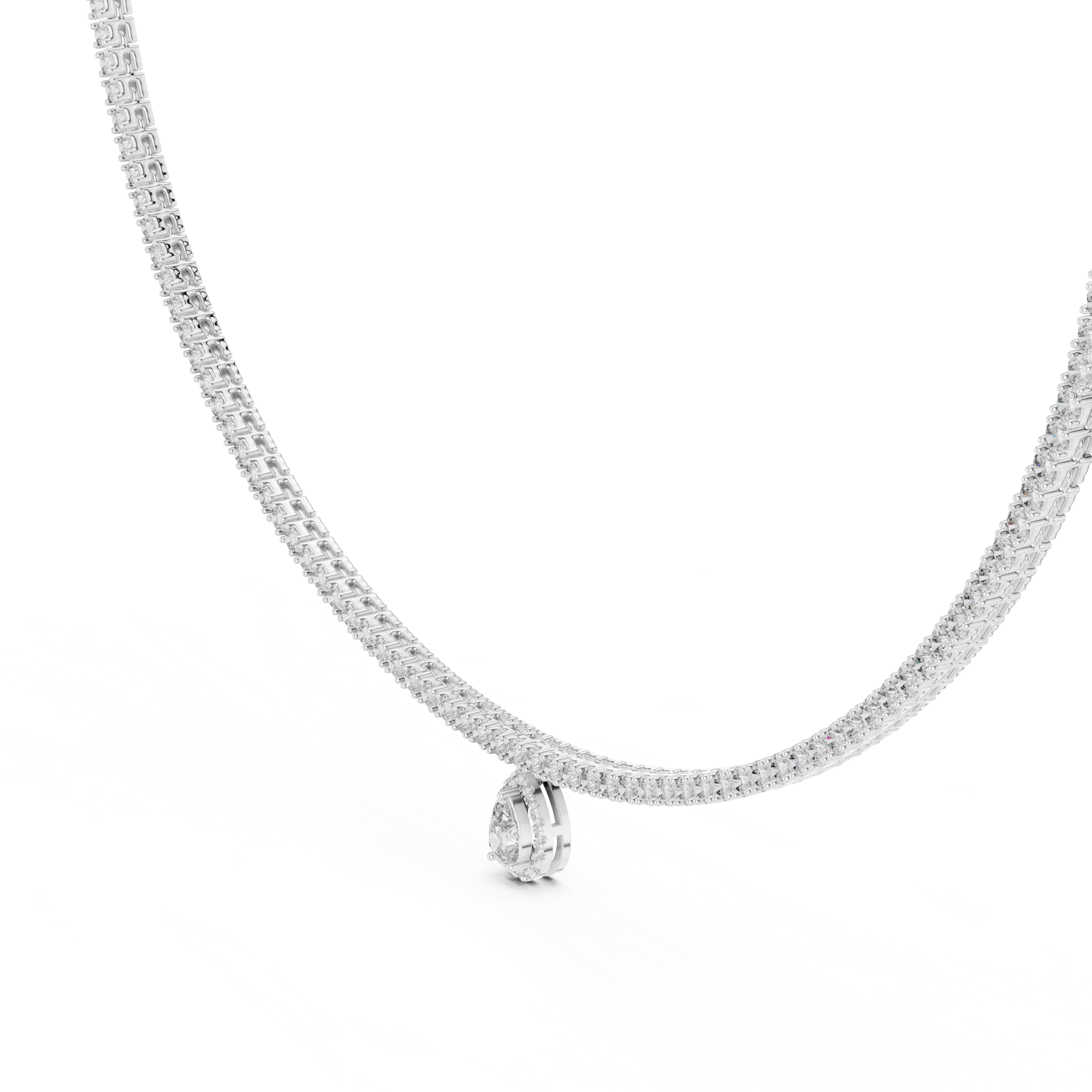 Lab-Grown Diamond Tennis Necklace with Pear Drop