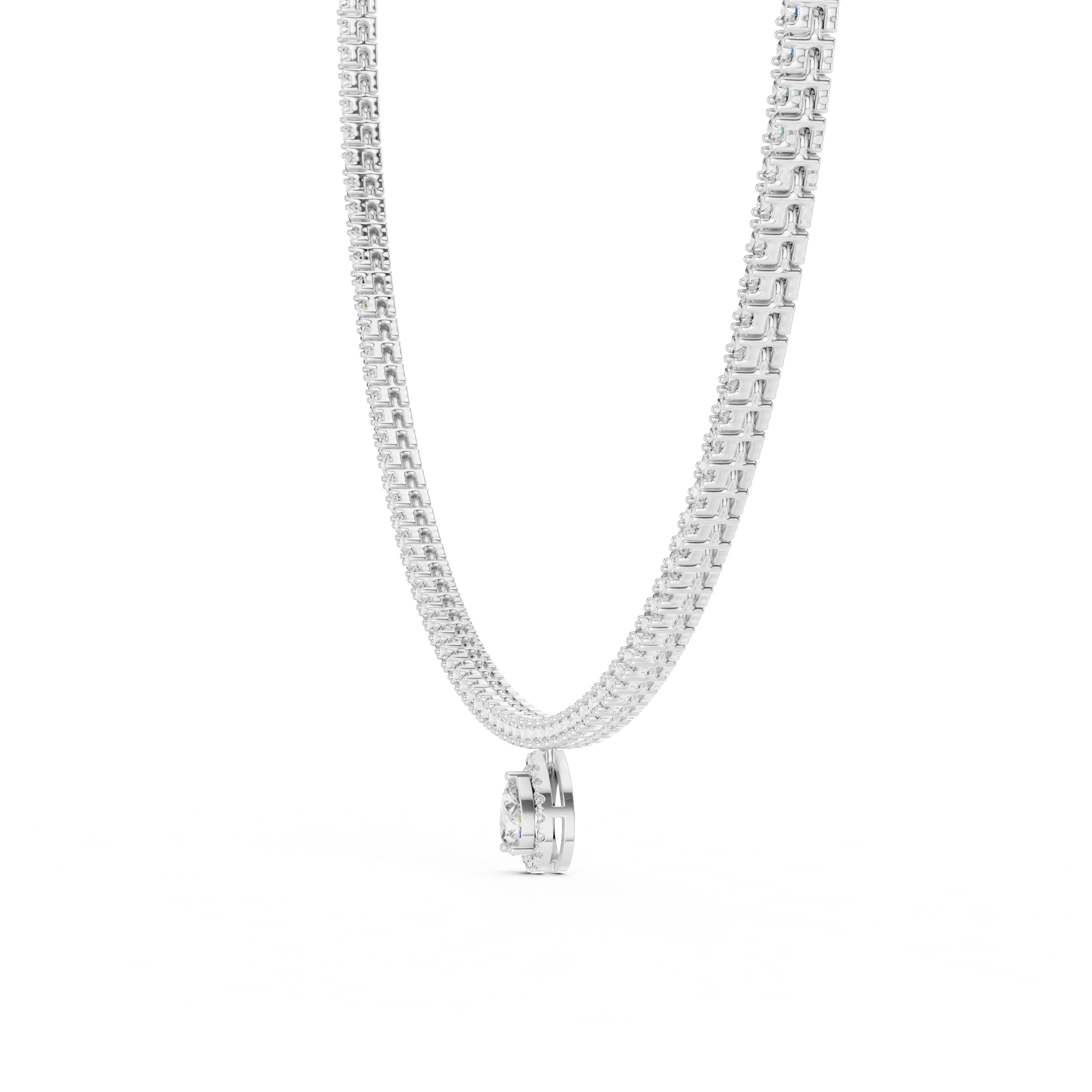 Lab-Grown Diamond Tennis Necklace with Pear Drop