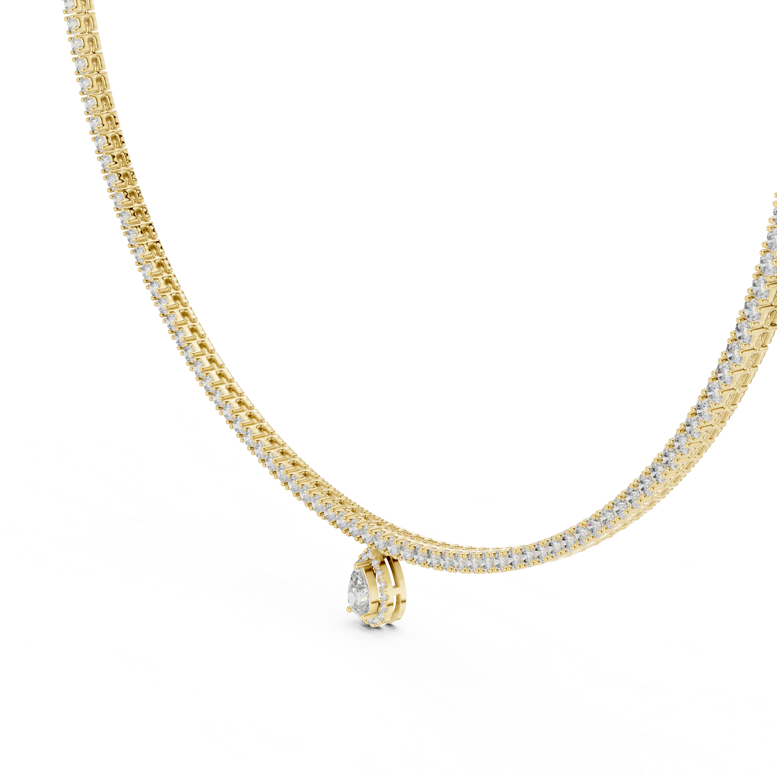 Lab-Grown Diamond Tennis Necklace with Pear Drop