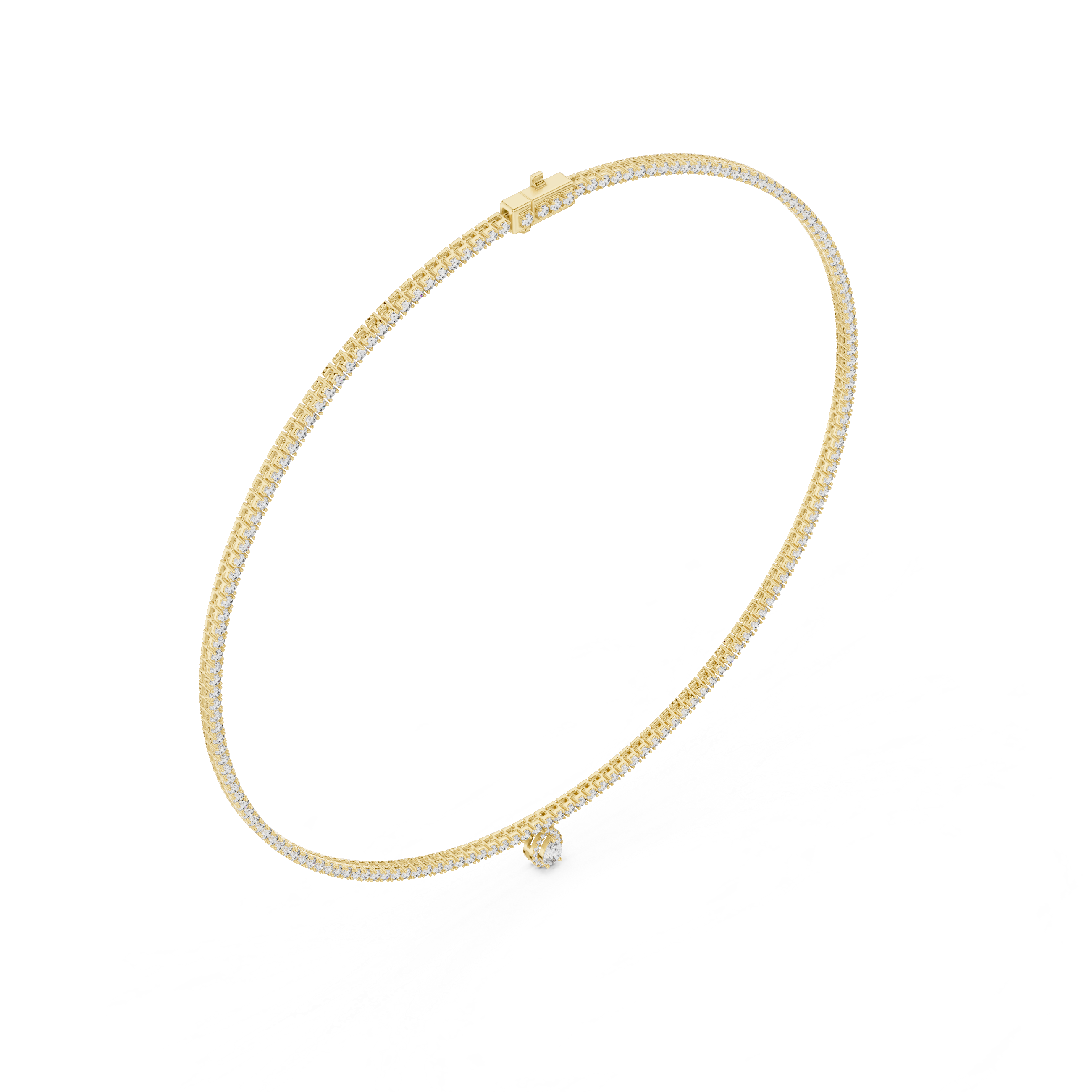 Lab-Grown Diamond Tennis Necklace with Pear Drop