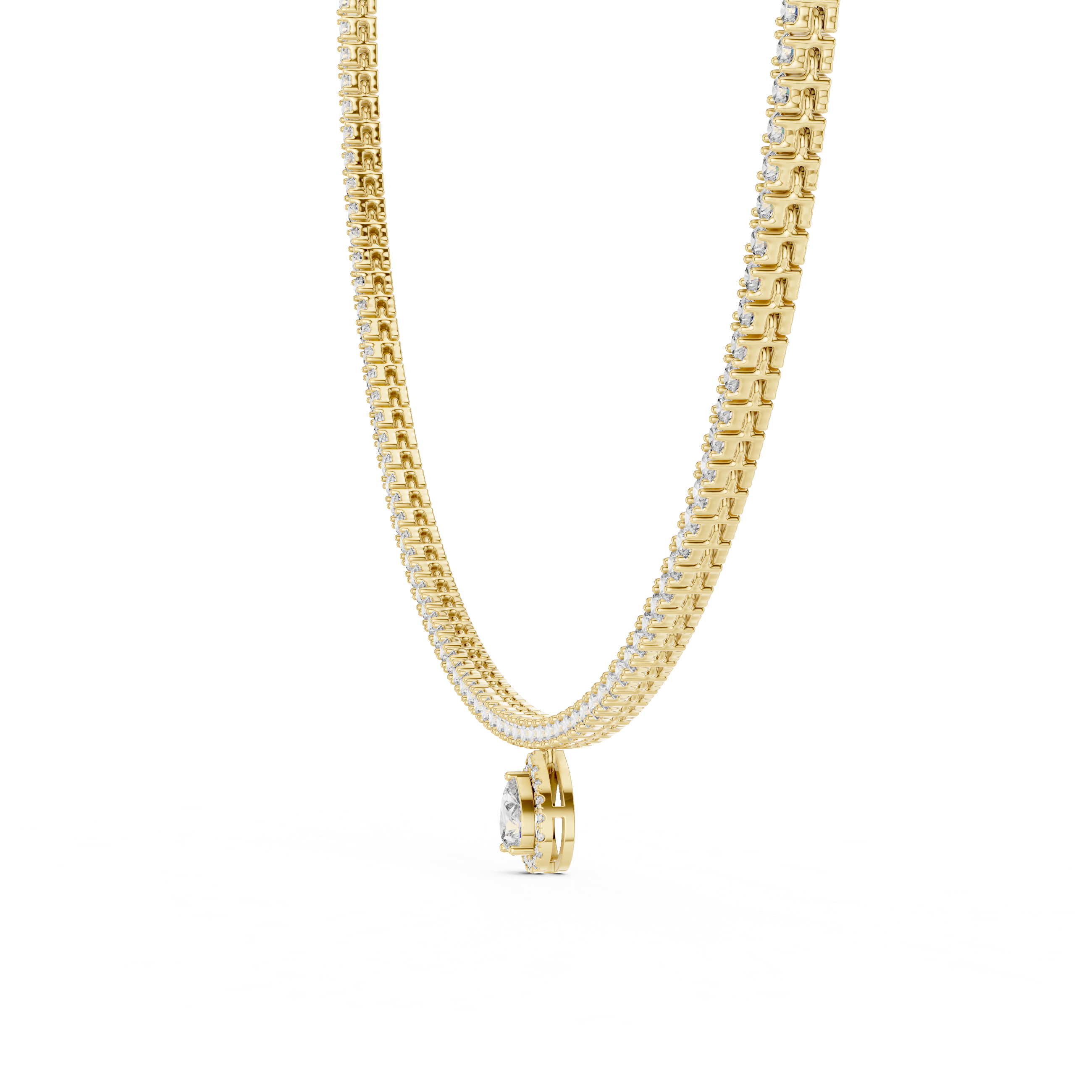 Lab-Grown Diamond Tennis Necklace with Pear Drop