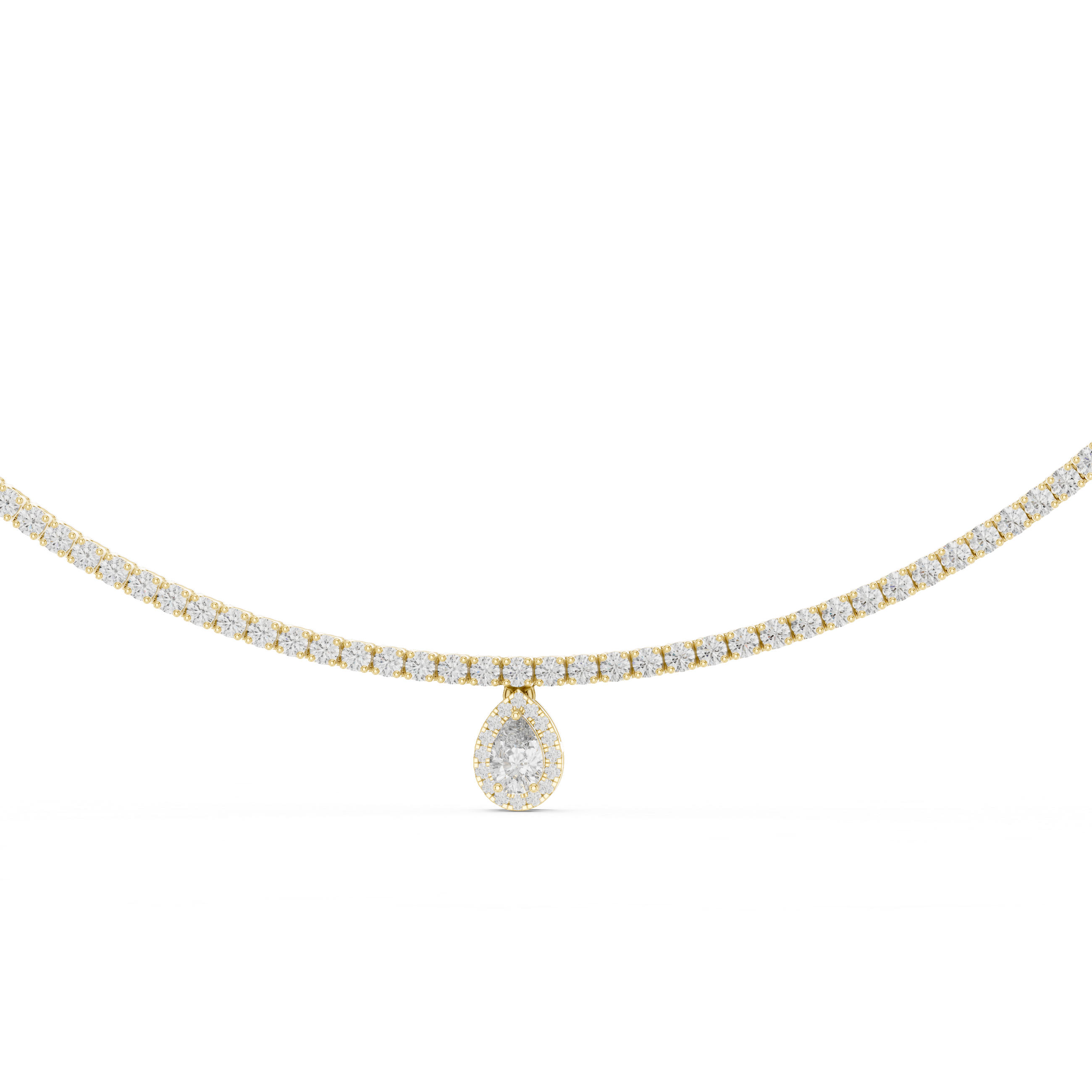 Lab-Grown Diamond Tennis Necklace with Pear Drop