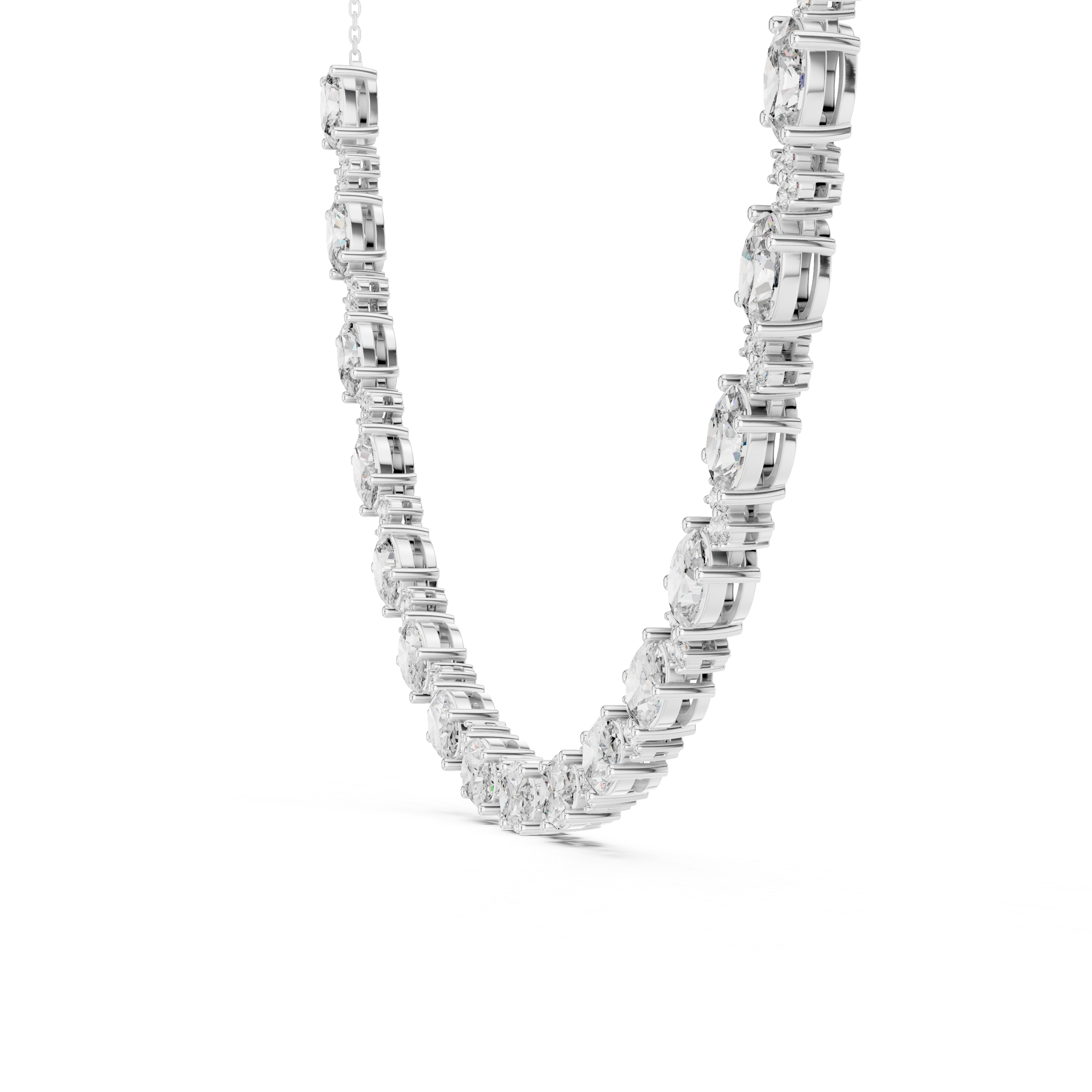 Graduated Round Lab-Grown Diamond Tennis Necklace