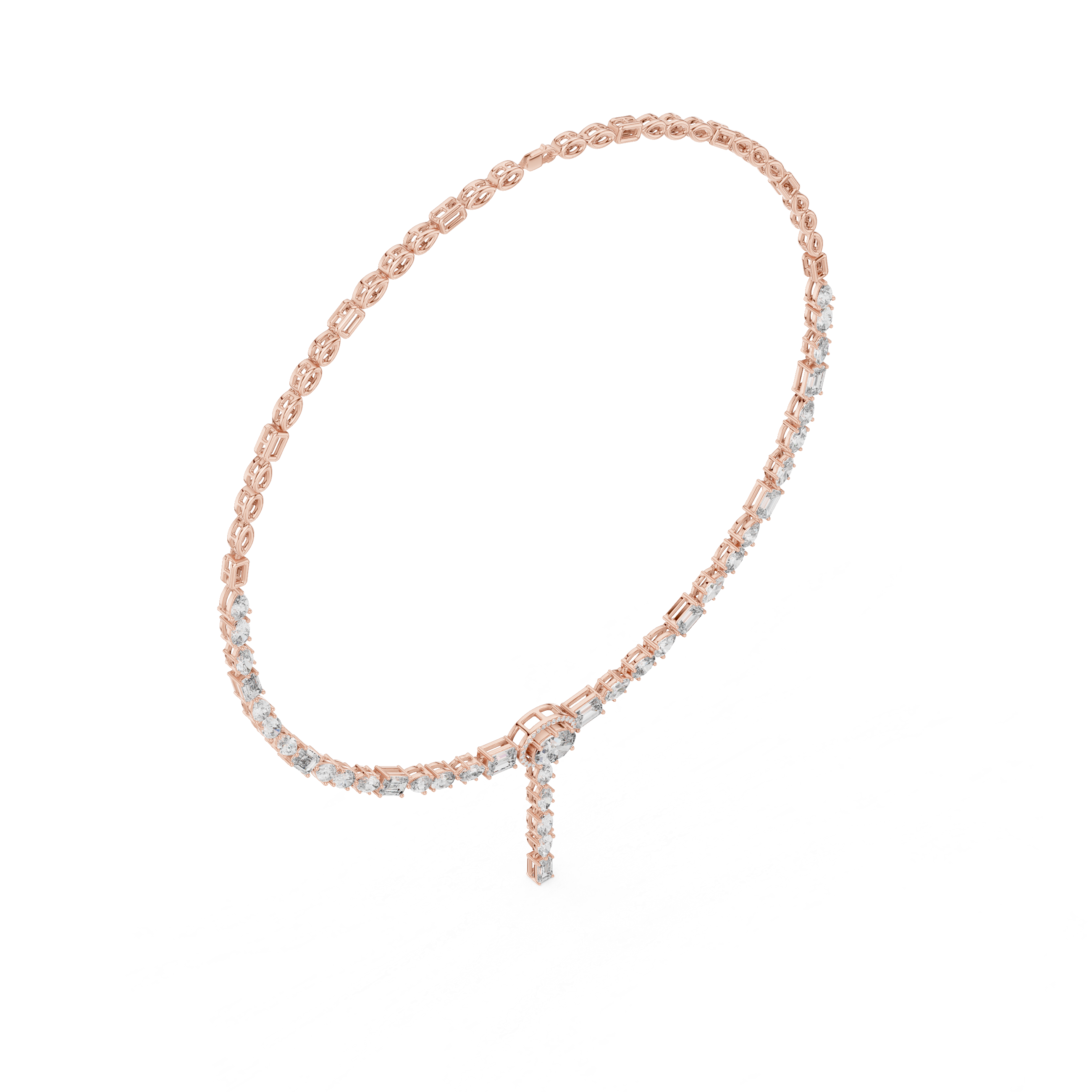 Mixed-Shape Lab-Grown Diamond Halo Y-Necklace